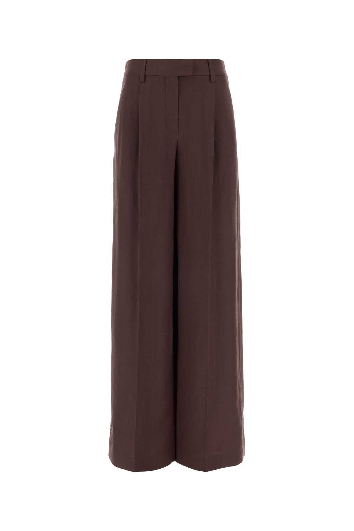 Brunello Cucinelli Women Aubergine Viscose Blend Wide-Leg Pant BRUNELLO CUCINELLI