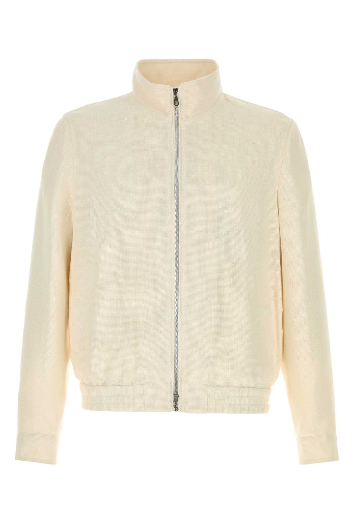 Brunello Cucinelli Men Ivory Silk Blend Jacket BRUNELLO CUCINELLI
