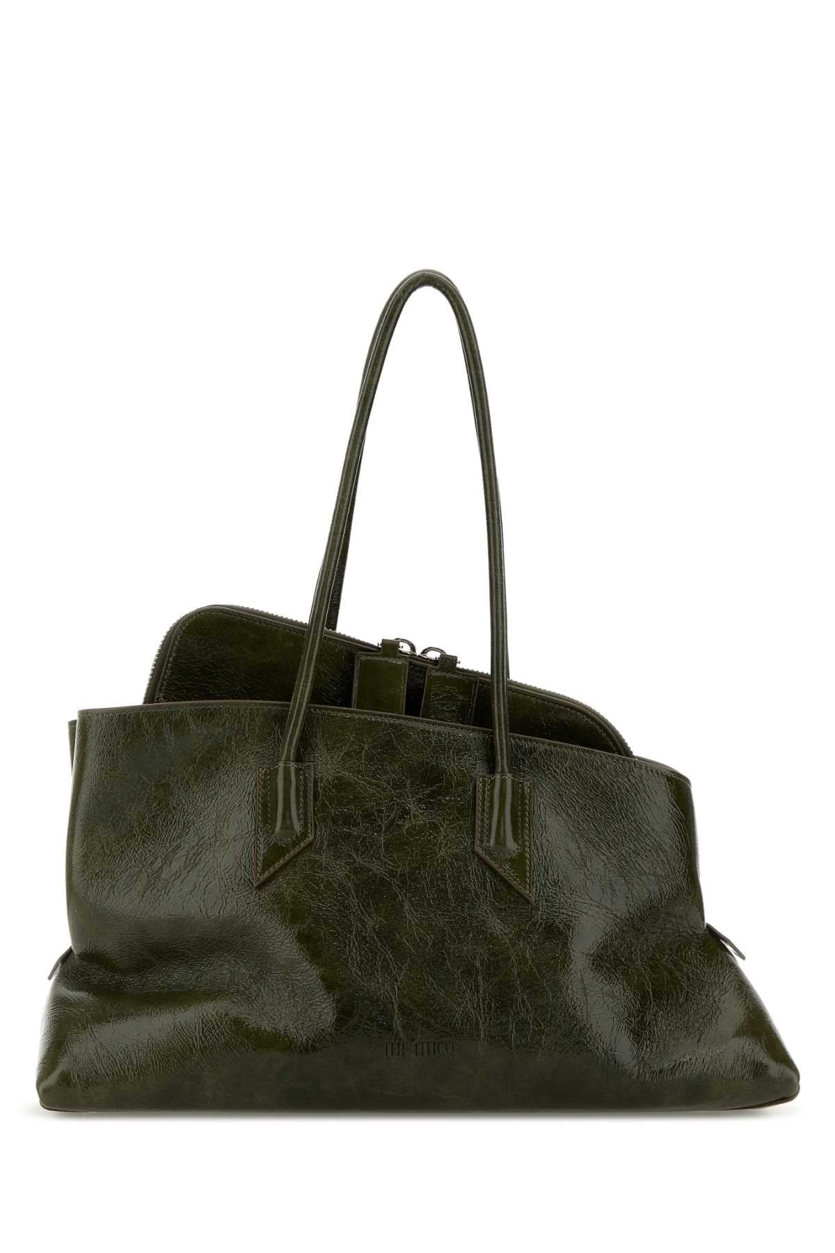 The Attico Women Olive Green Leather Medium La Passeggiata Shoulder Bag THE ATTICO