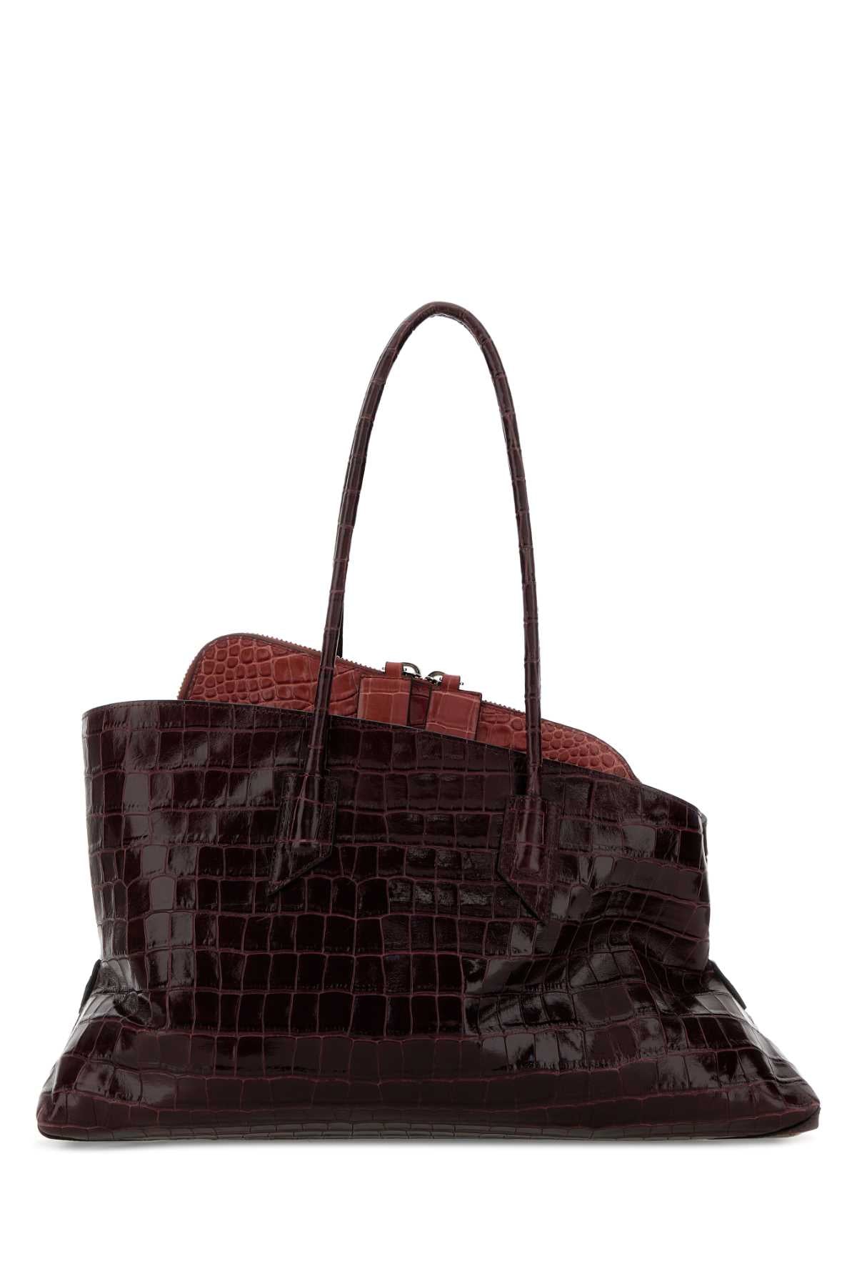 The Attico Women Burgundy Leather Medium La Passeggiata Shoulder Bag THE ATTICO
