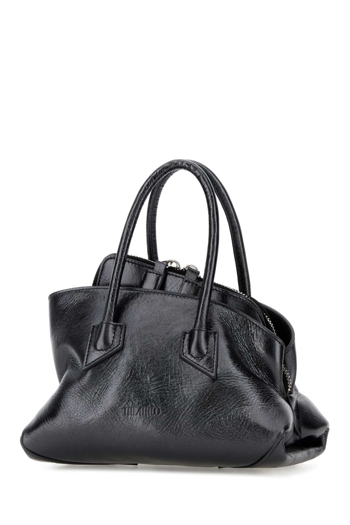 The Attico Women Charcoal Leather Mini La Passeggiata Handbag THE ATTICO