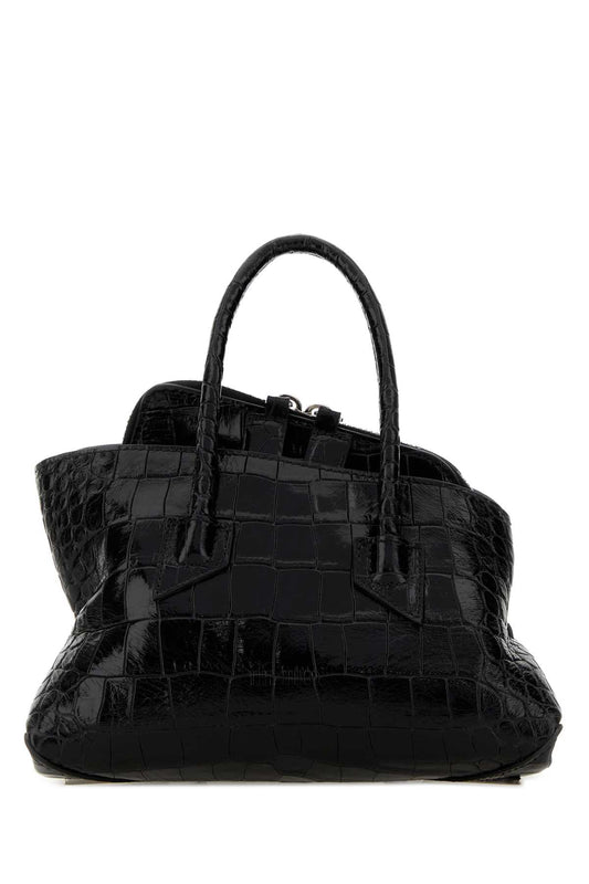 The Attico Women Black Leather Mini La Passeggiata Handbag THE ATTICO