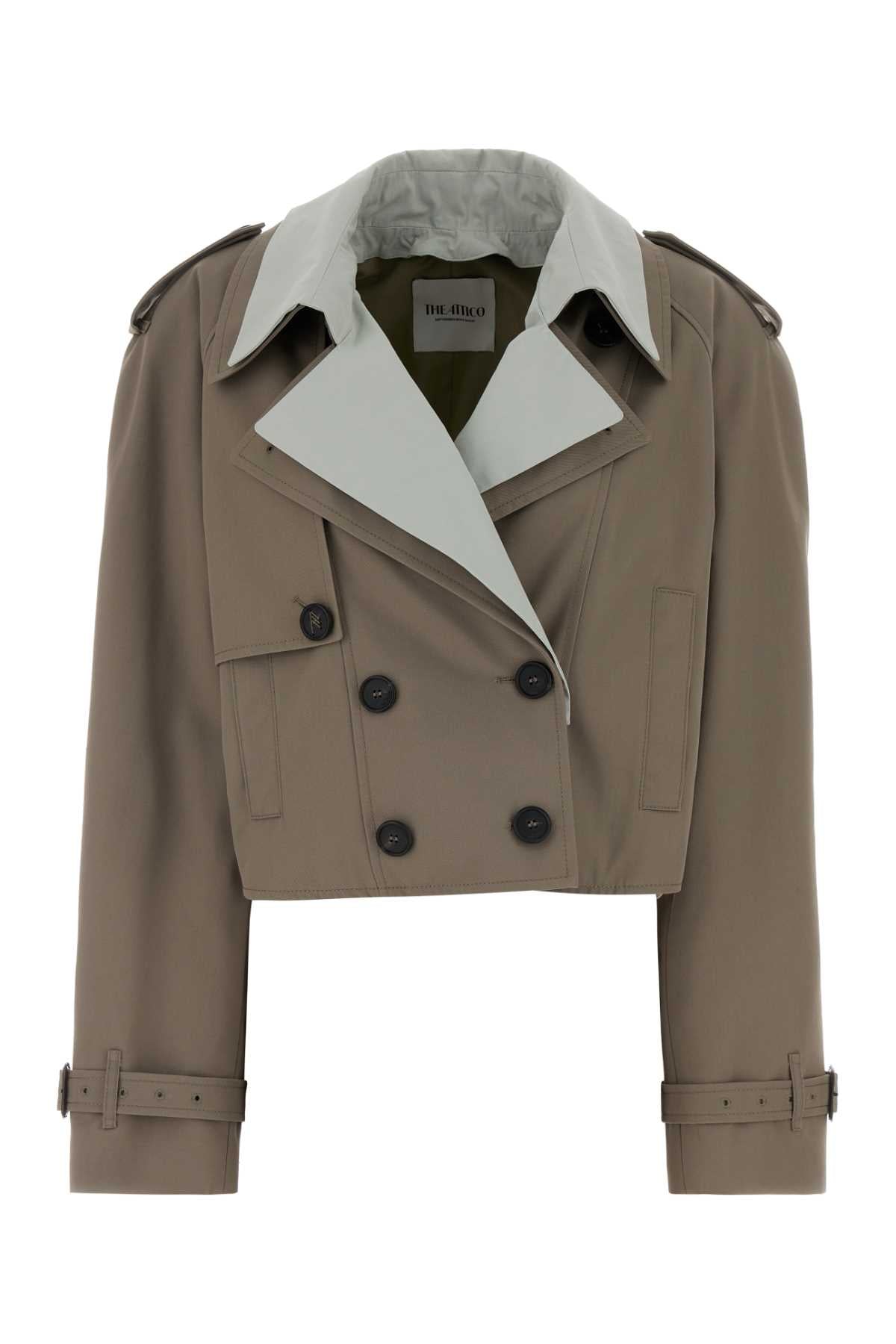 The Attico Women Dove Grey Gabardine Trench Coat THE ATTICO
