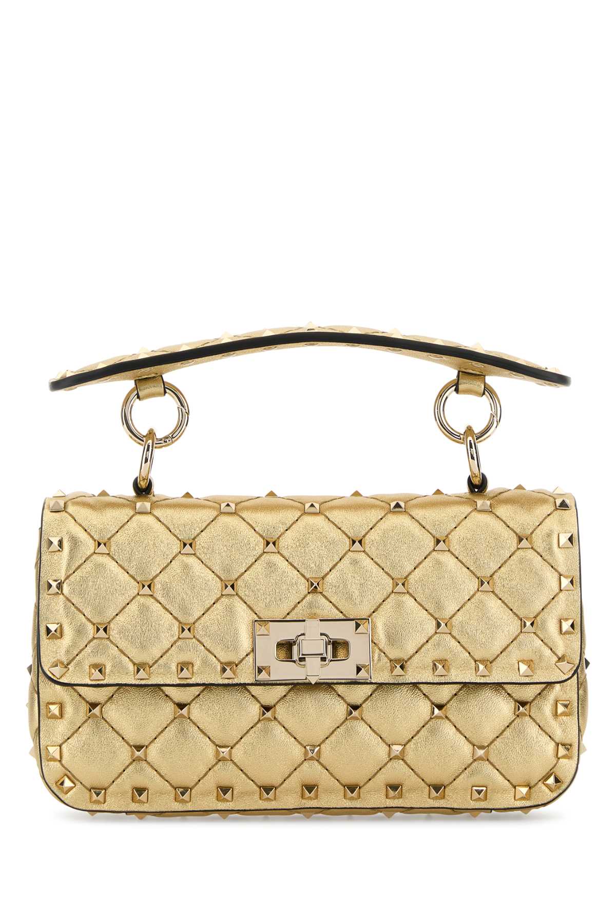 Valentino Garavani Women Gold Leather Rockstuds Handbag VALENTINO GARAVANI