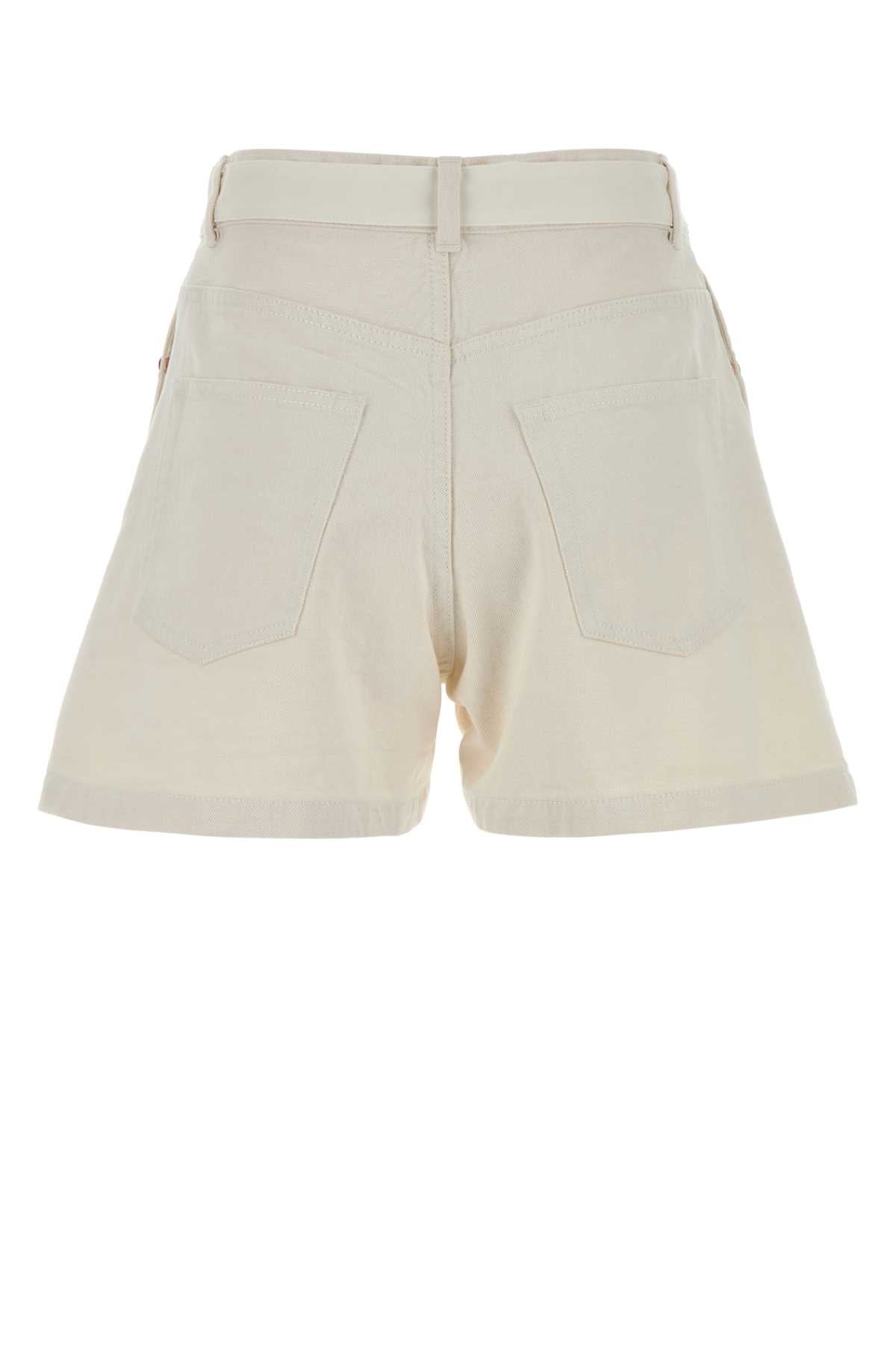 Sacai Women White Polyester And Denim Shorts SACAI