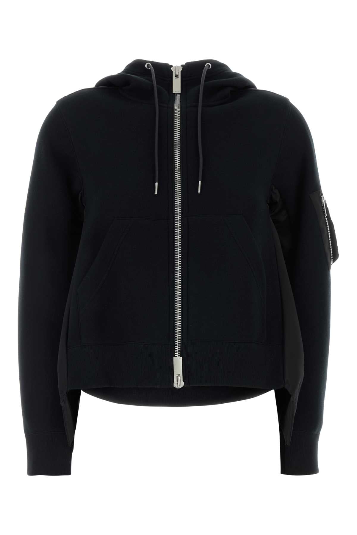 Sacai Women Black Cotton Blend And Nylon Sweatshirt SACAI