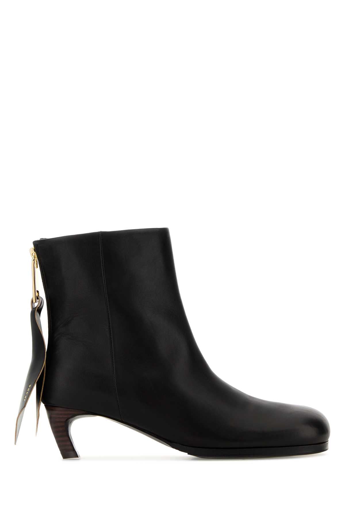 Sacai Women Black Leather Ankle Boots SACAI