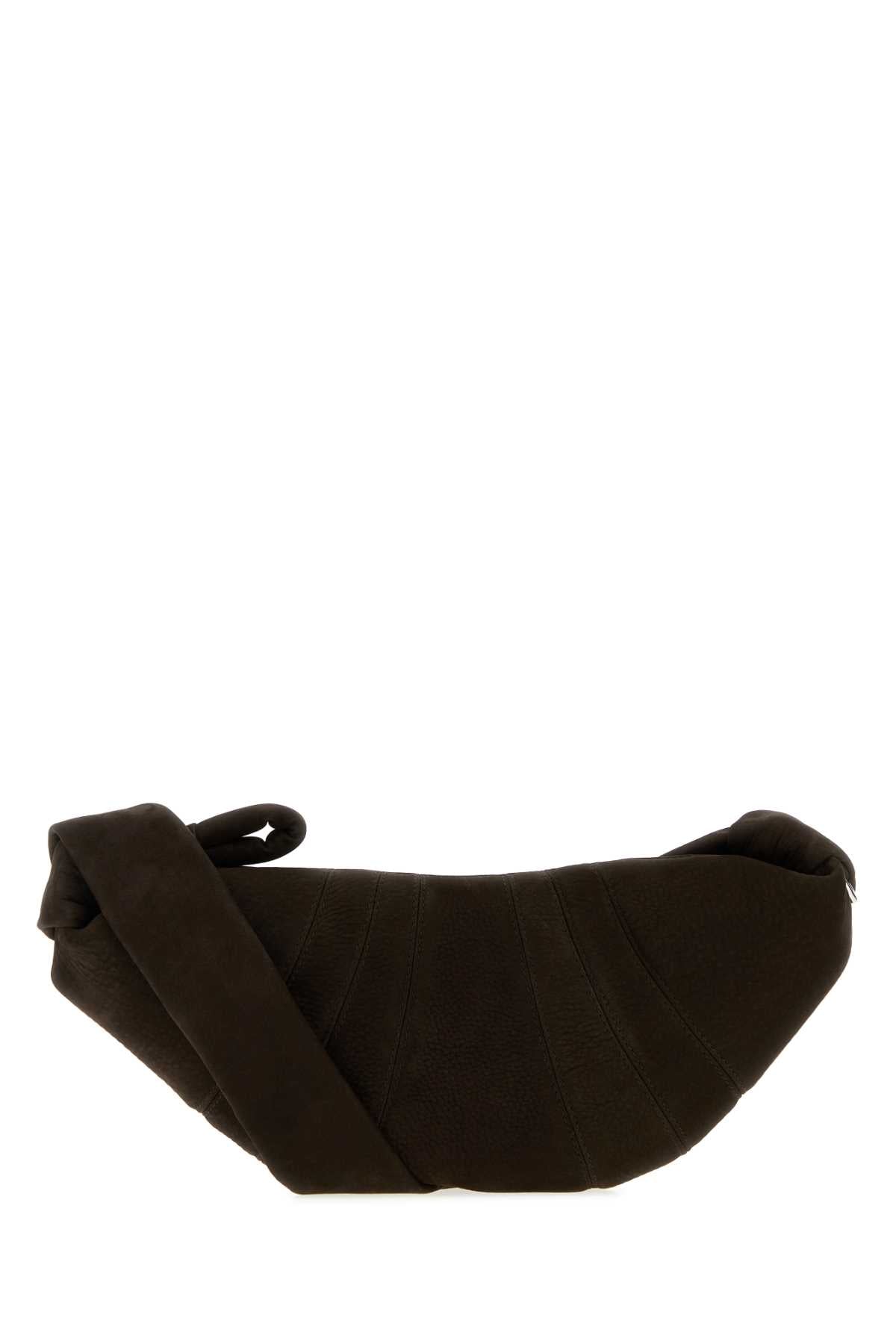 Lemaire Women Dark Brown Suede Mini Croissant Crossbody Bag LEMAIRE