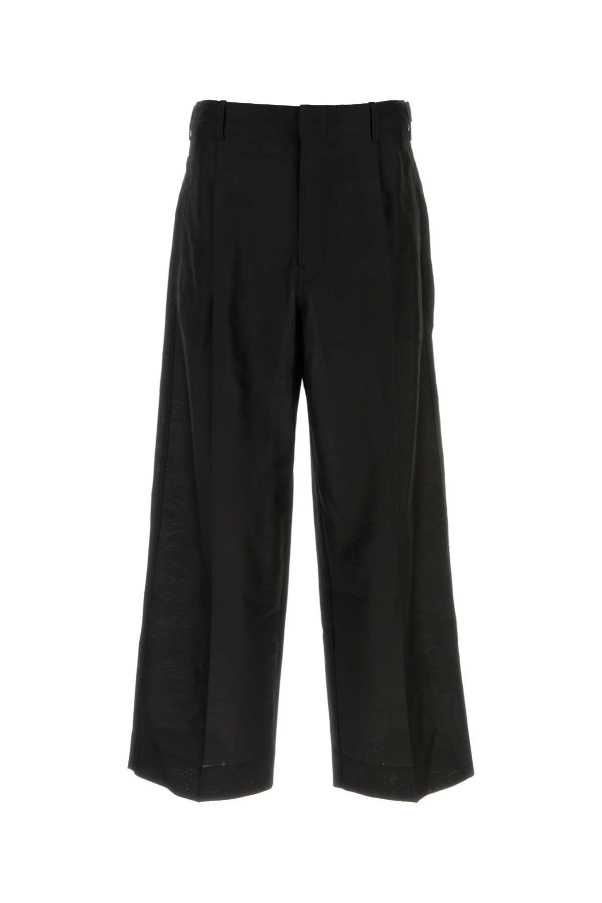 Lemaire Men Black Wool Blend Wide-Leg Pant LEMAIRE