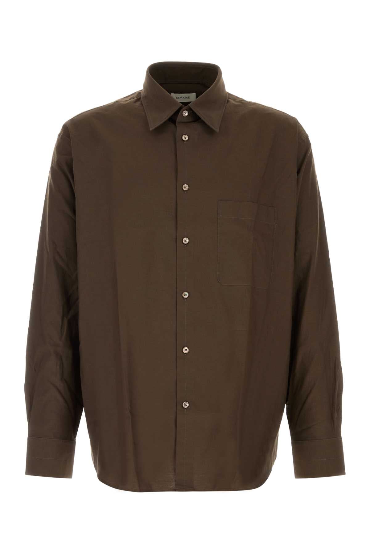 Lemaire Men Brown Poplin Shirt LEMAIRE