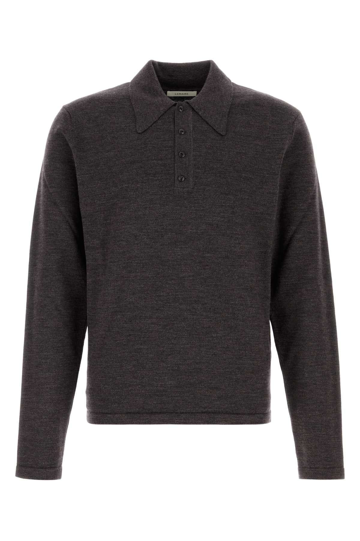 Lemaire Men Chocolate Wool Polo Shirt LEMAIRE