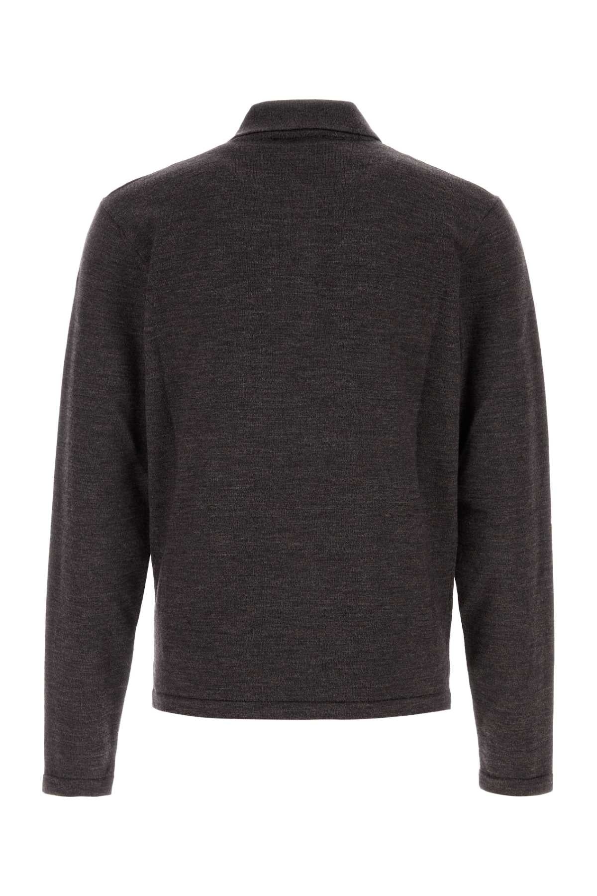Lemaire Men Chocolate Wool Polo Shirt LEMAIRE