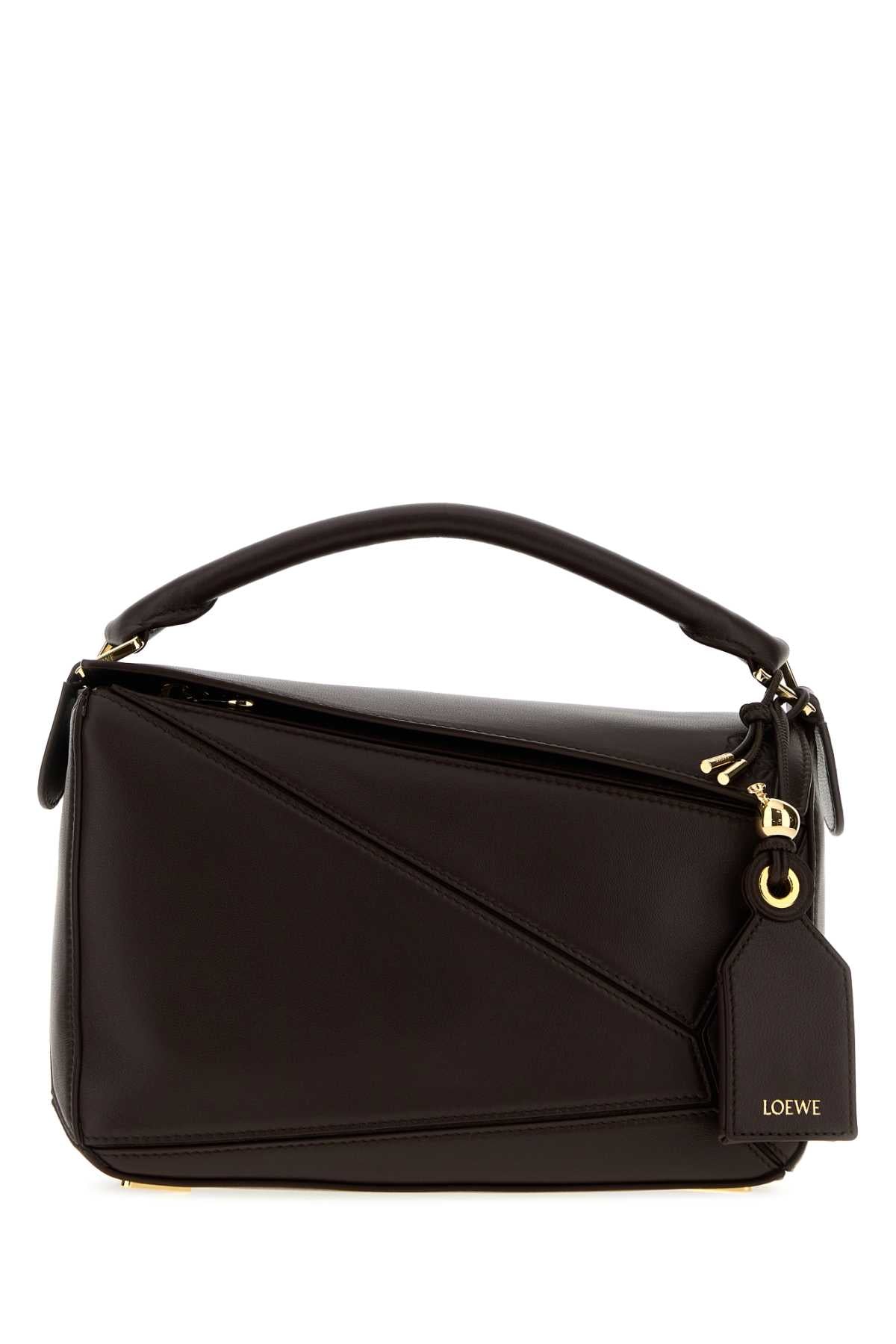 Loewe Women Dark Brown Nappa Leather Small Featherlight Puzzle Handbag LOEWE