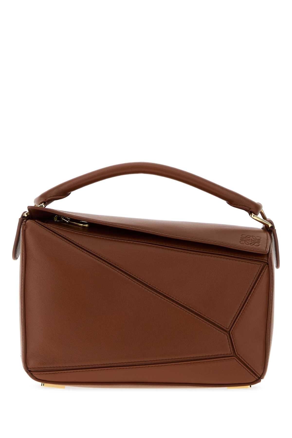 Loewe Women Brown Nappa Leather Small Featherlight Puzzle Handbag LOEWE
