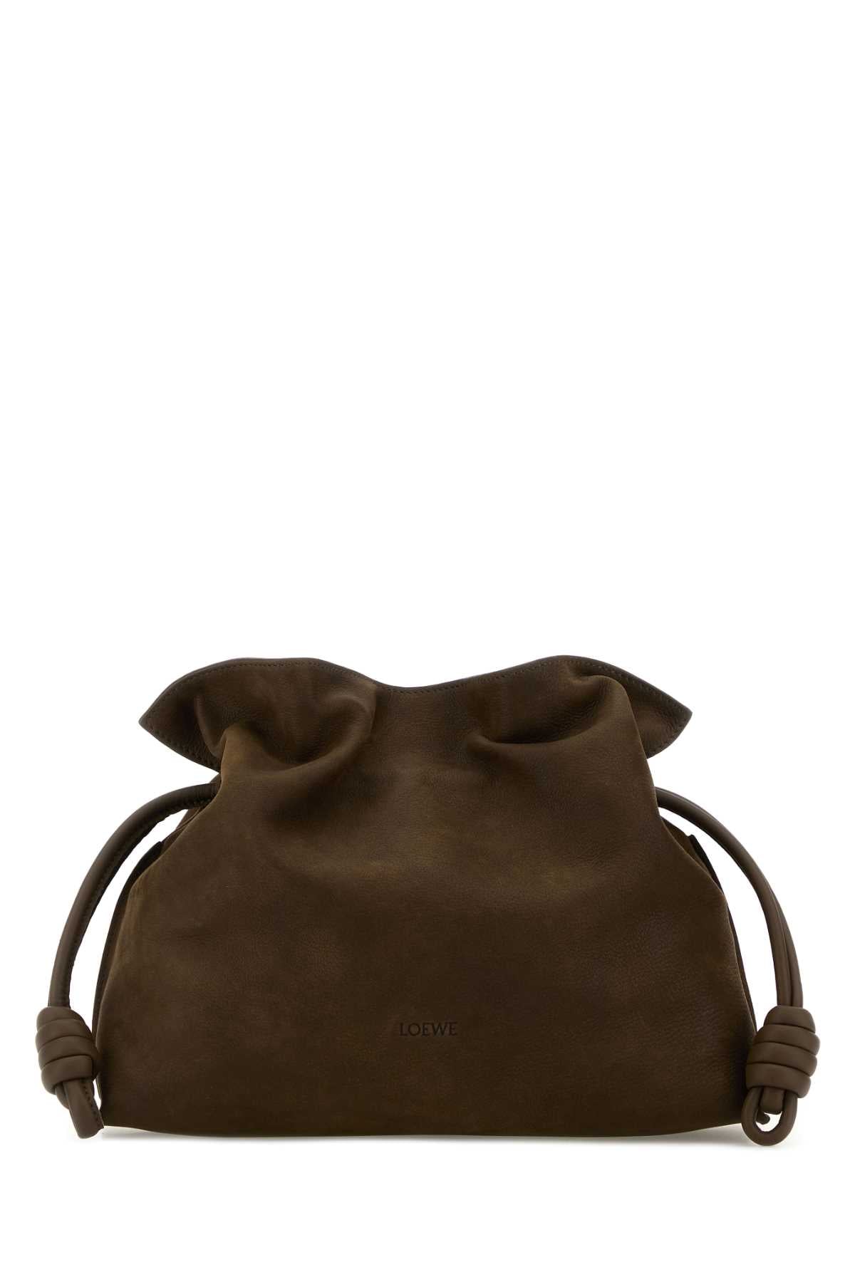 Loewe Women Brown Nabuk Medium Flamenco Clutch LOEWE