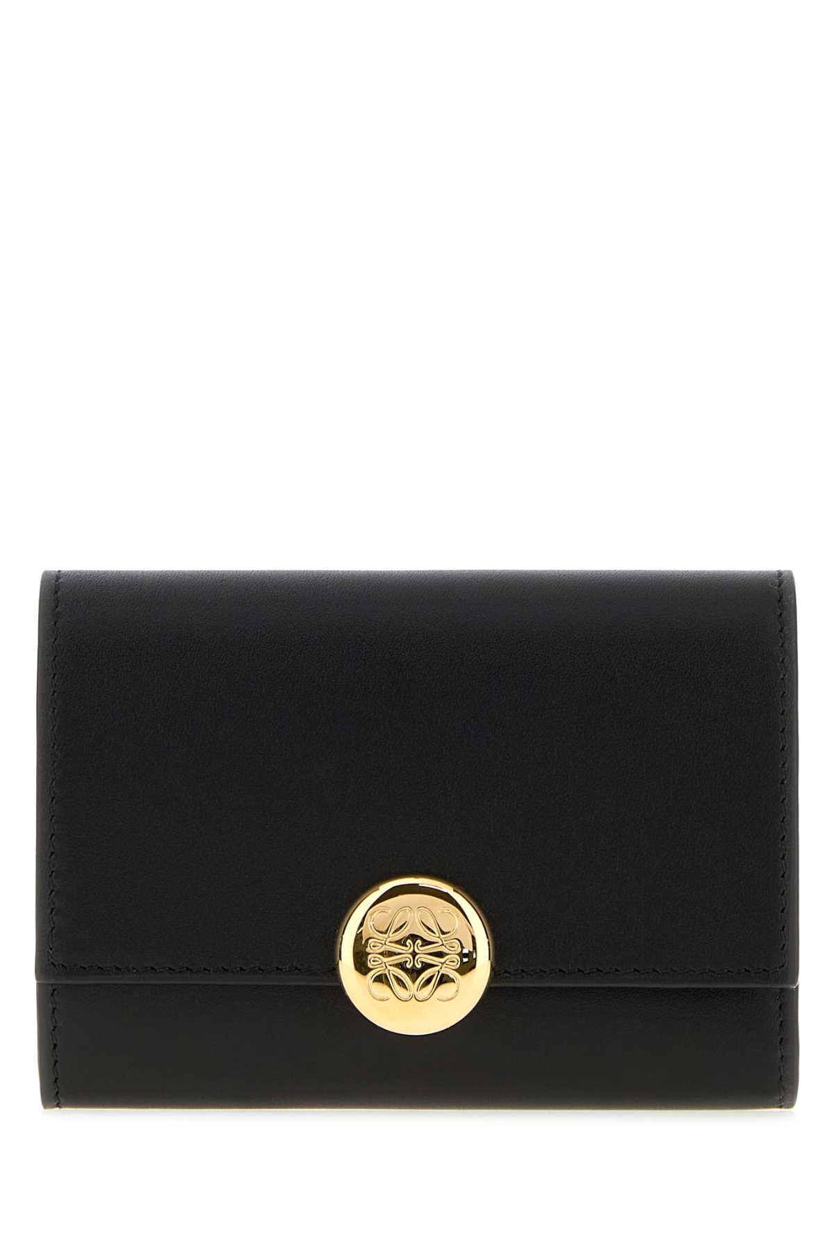 Loewe Women Black Leather Pebble Wallet LOEWE