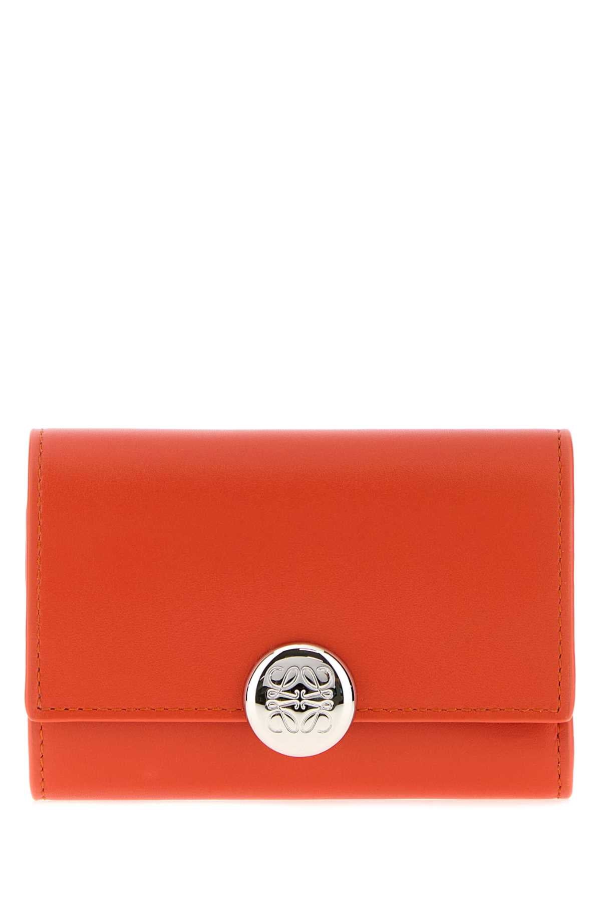 Loewe Women Orange Leather Pebble Wallet LOEWE
