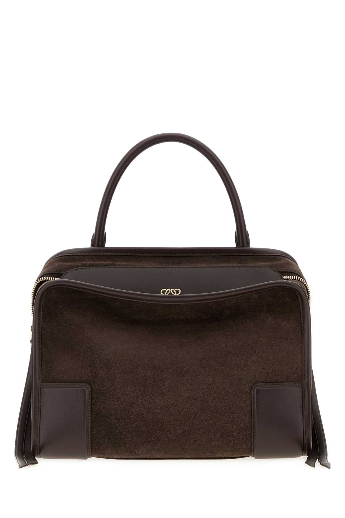 Loewe Women Brown Suede Medium Amazona 180 Handbag LOEWE
