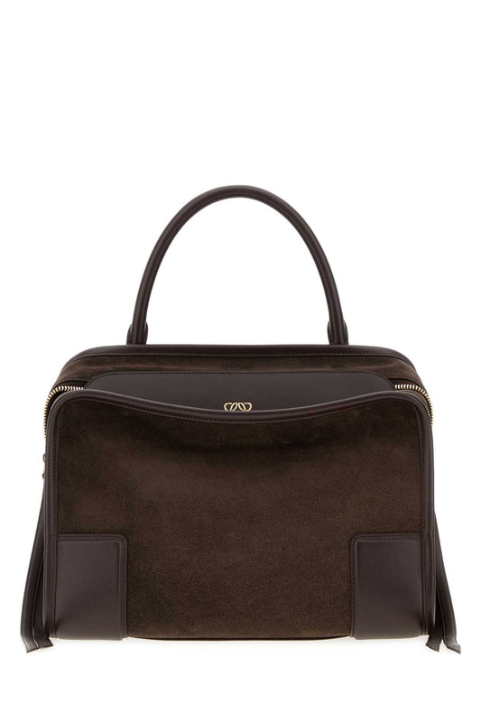 Loewe Women Brown Suede Medium Amazona 180 Handbag LOEWE