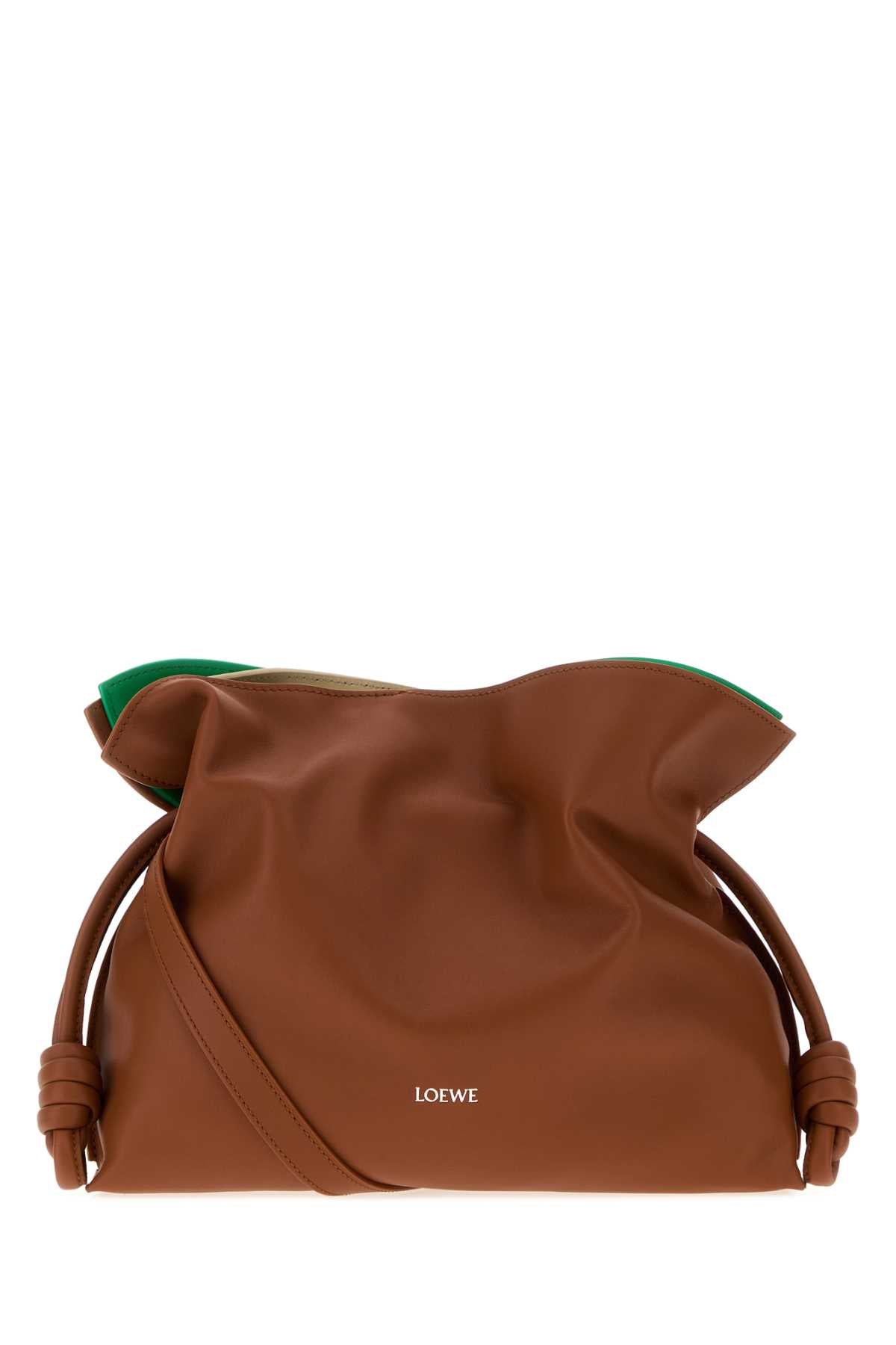 Loewe Women Caramel Leather Layered Flamenco Clutch LOEWE
