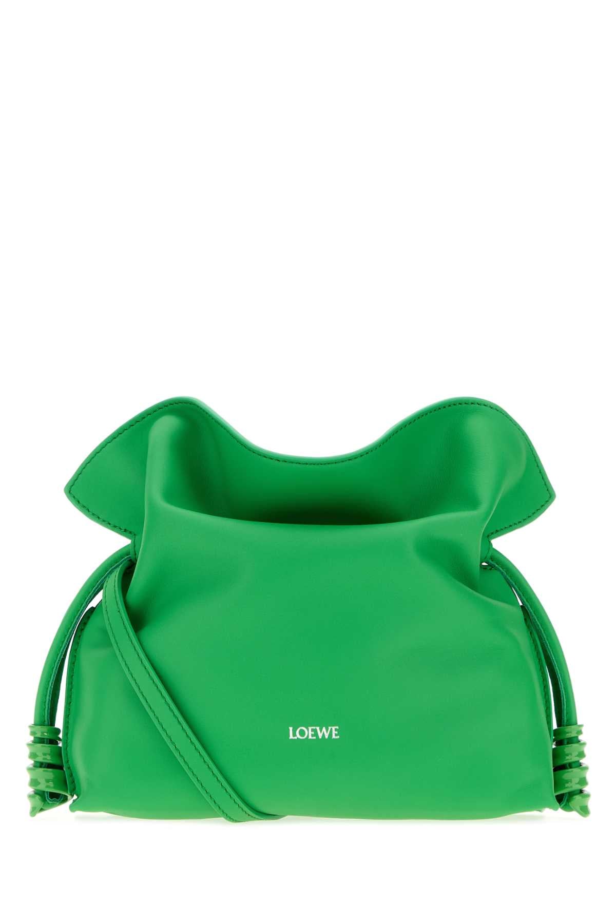Loewe Women Grass Green Leather Mini Flamenco Clutch LOEWE