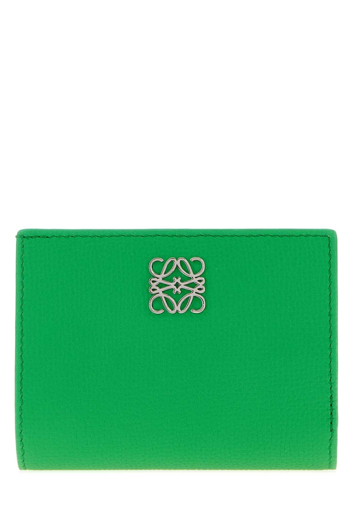 Loewe Women Grass Green Leather Anagram Wallet LOEWE
