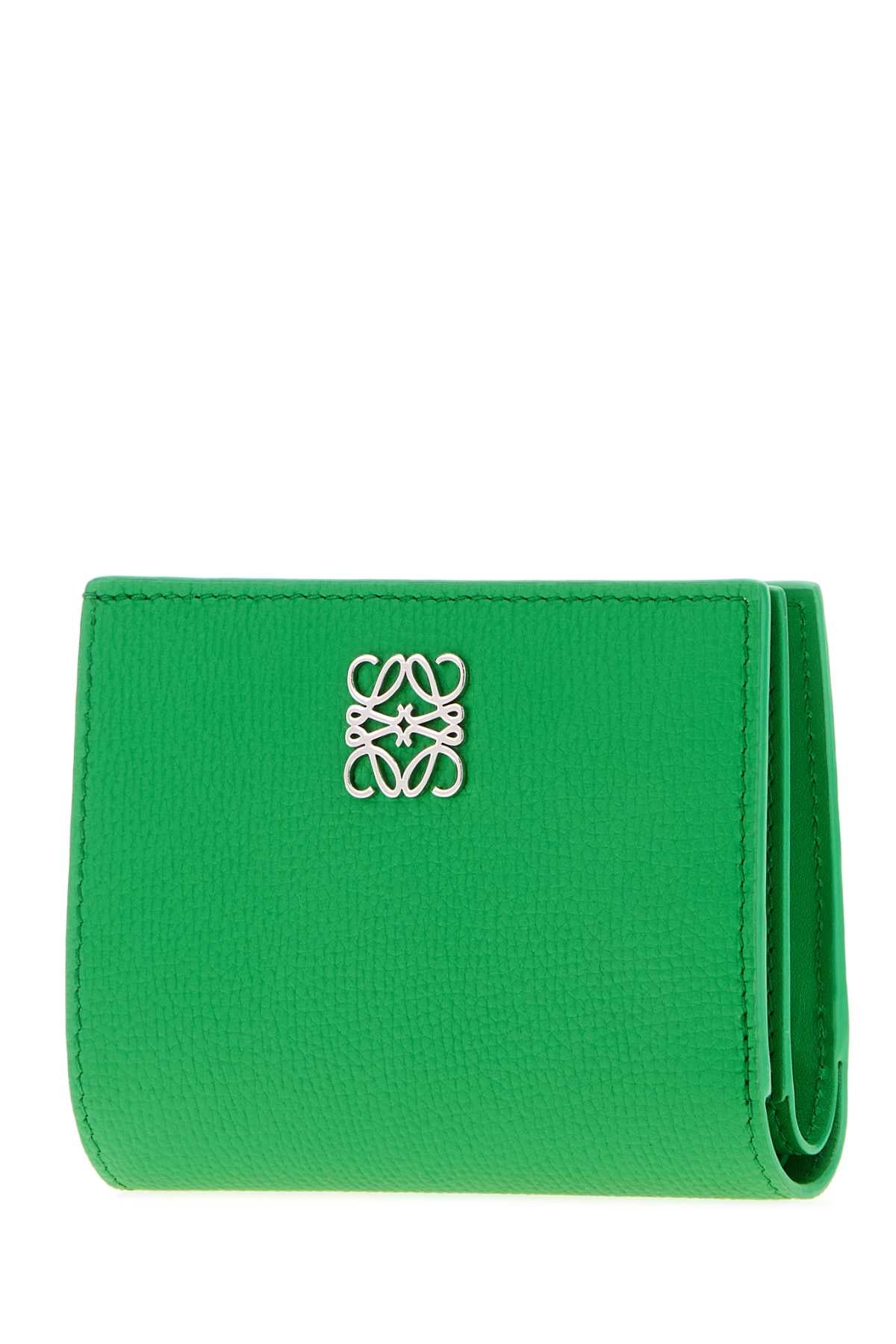 Loewe Women Grass Green Leather Anagram Wallet LOEWE
