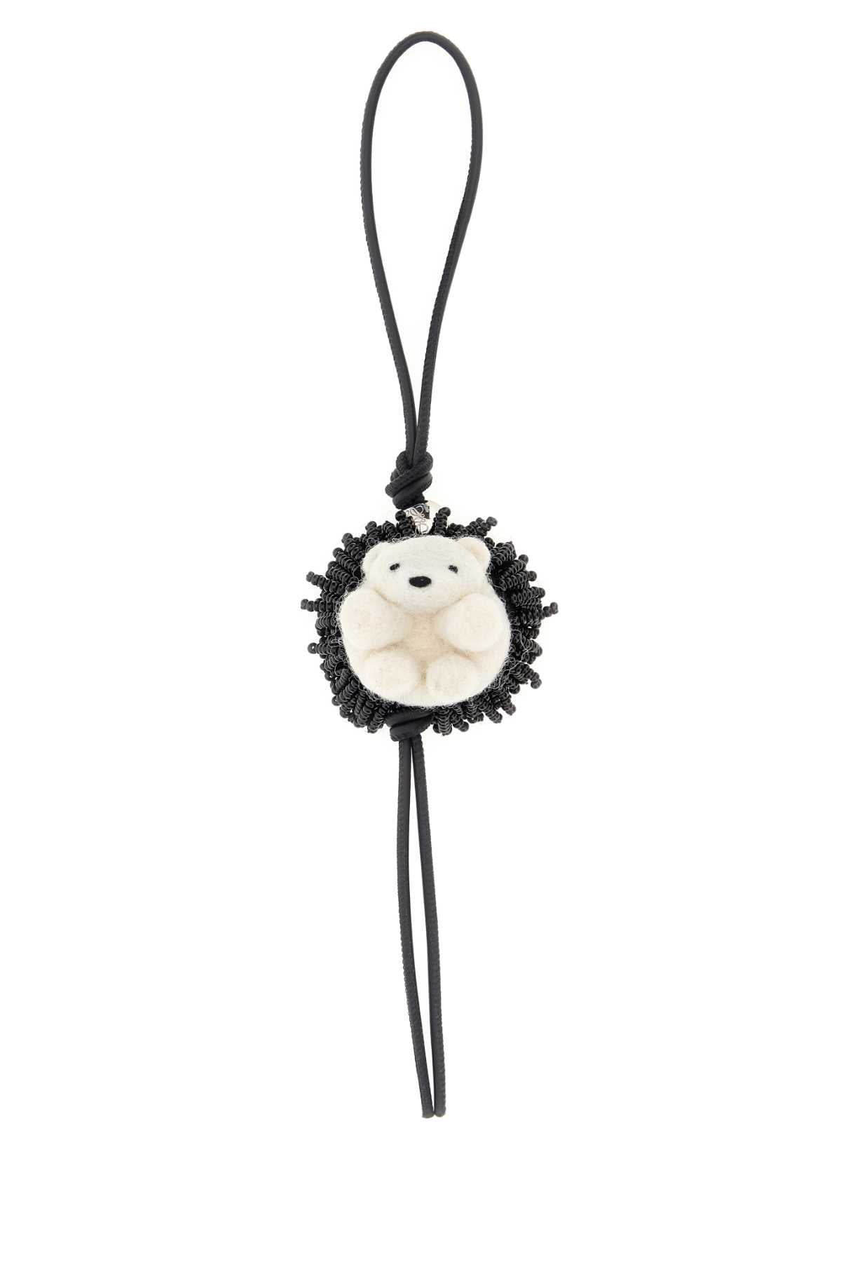 Loewe Women Black Leather Hedgehog Charm LOEWE
