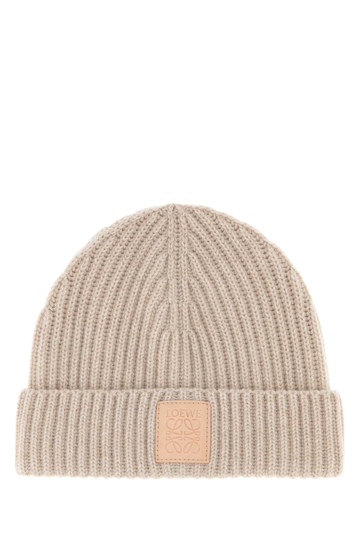 Loewe Women Sand Cashmere Beanie Hat LOEWE