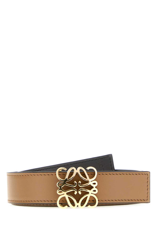 Loewe Women Camel Leather Reversible Belt LOEWE