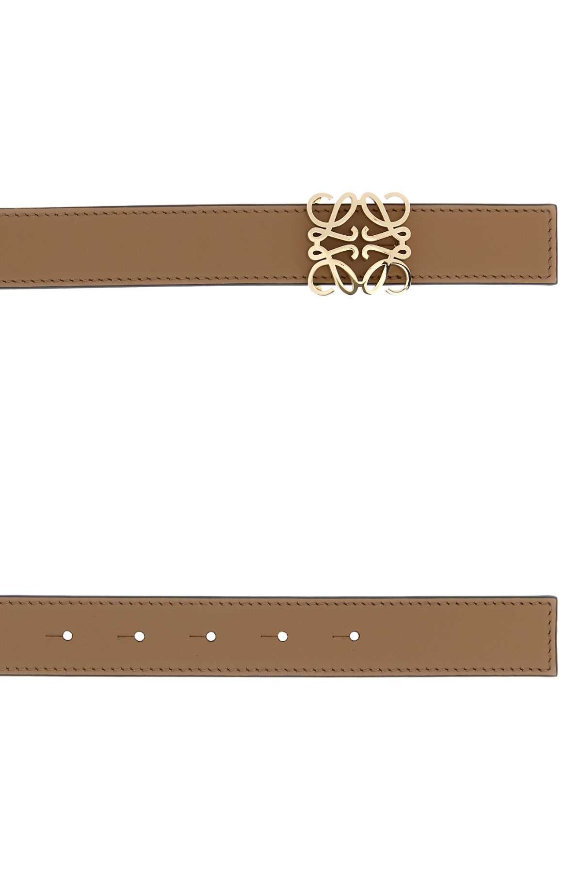 Loewe Women Camel Leather Reversible Belt LOEWE