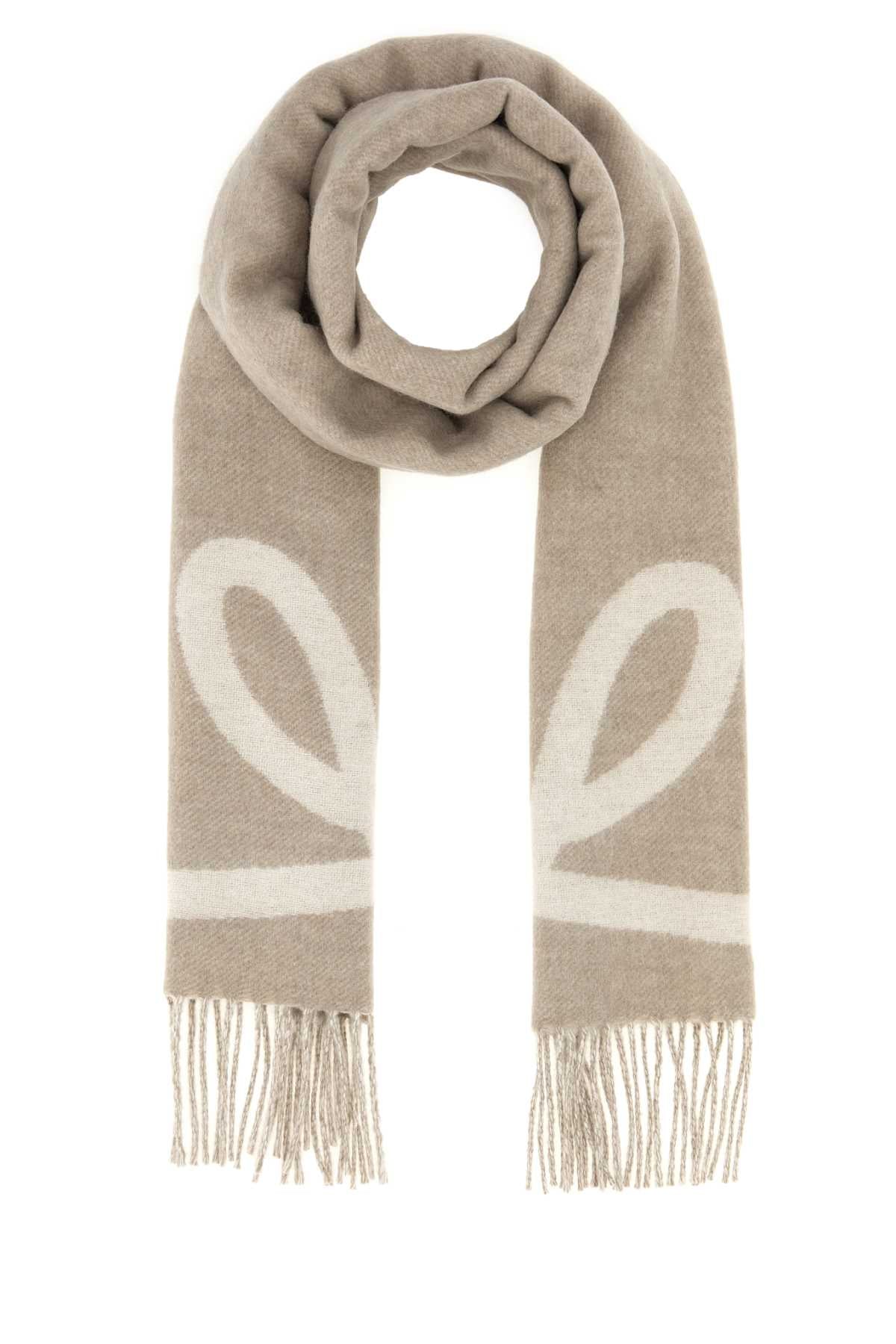 Loewe Women Dove Grey Wool Blend Scarf LOEWE