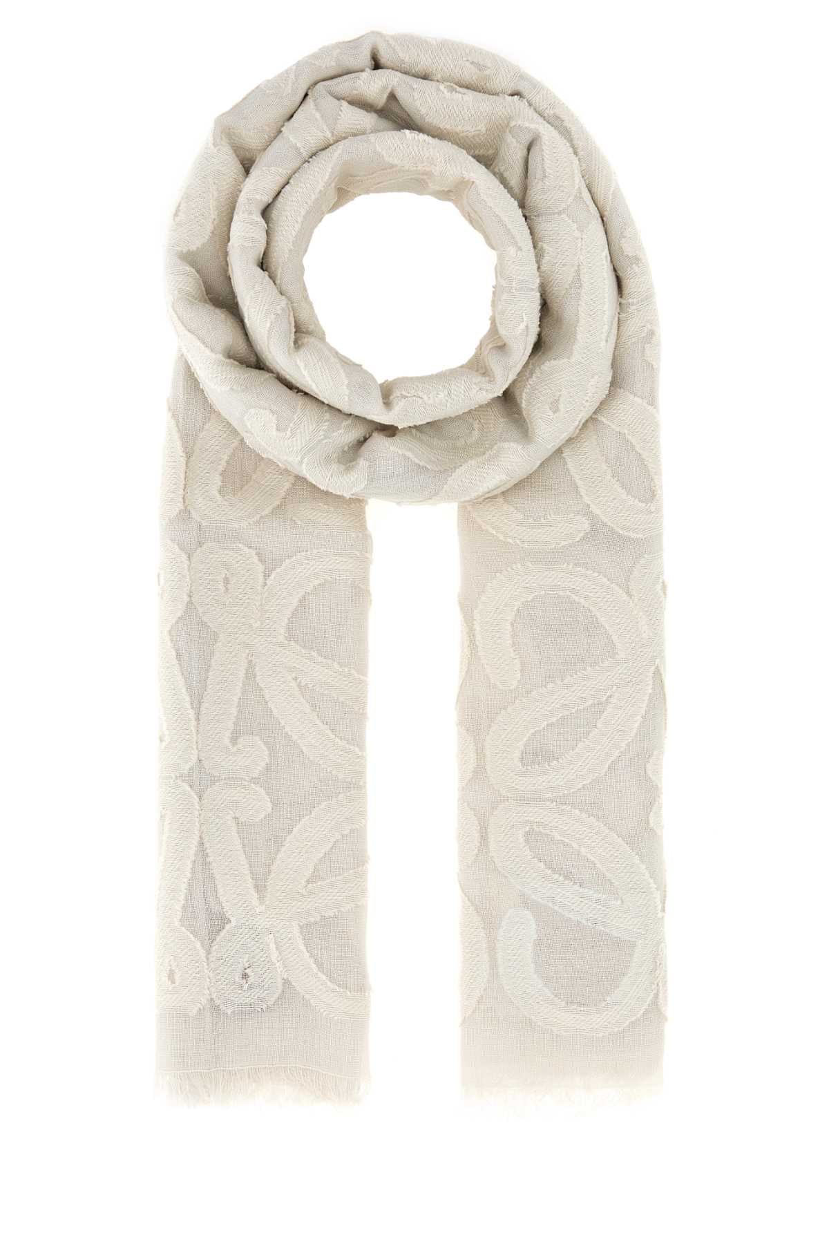 Loewe Women Ivory Cotton Blend Scarf LOEWE