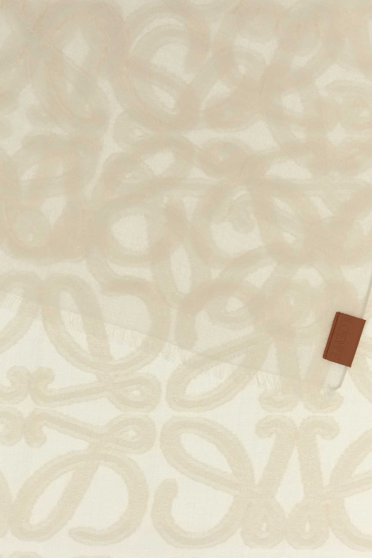 Loewe Women Ivory Cotton Blend Scarf LOEWE