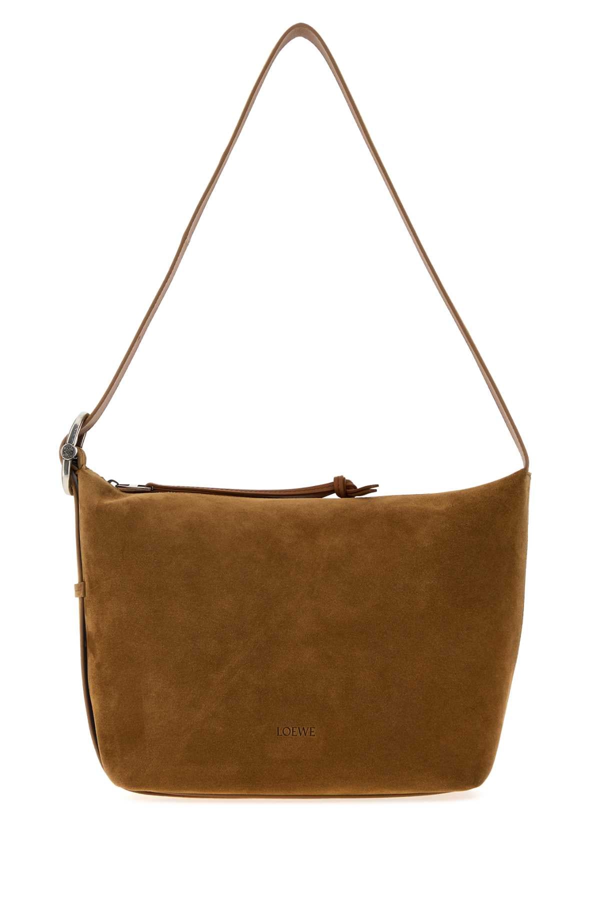 Loewe Men Brown Suede Loop Crossbody Bag LOEWE
