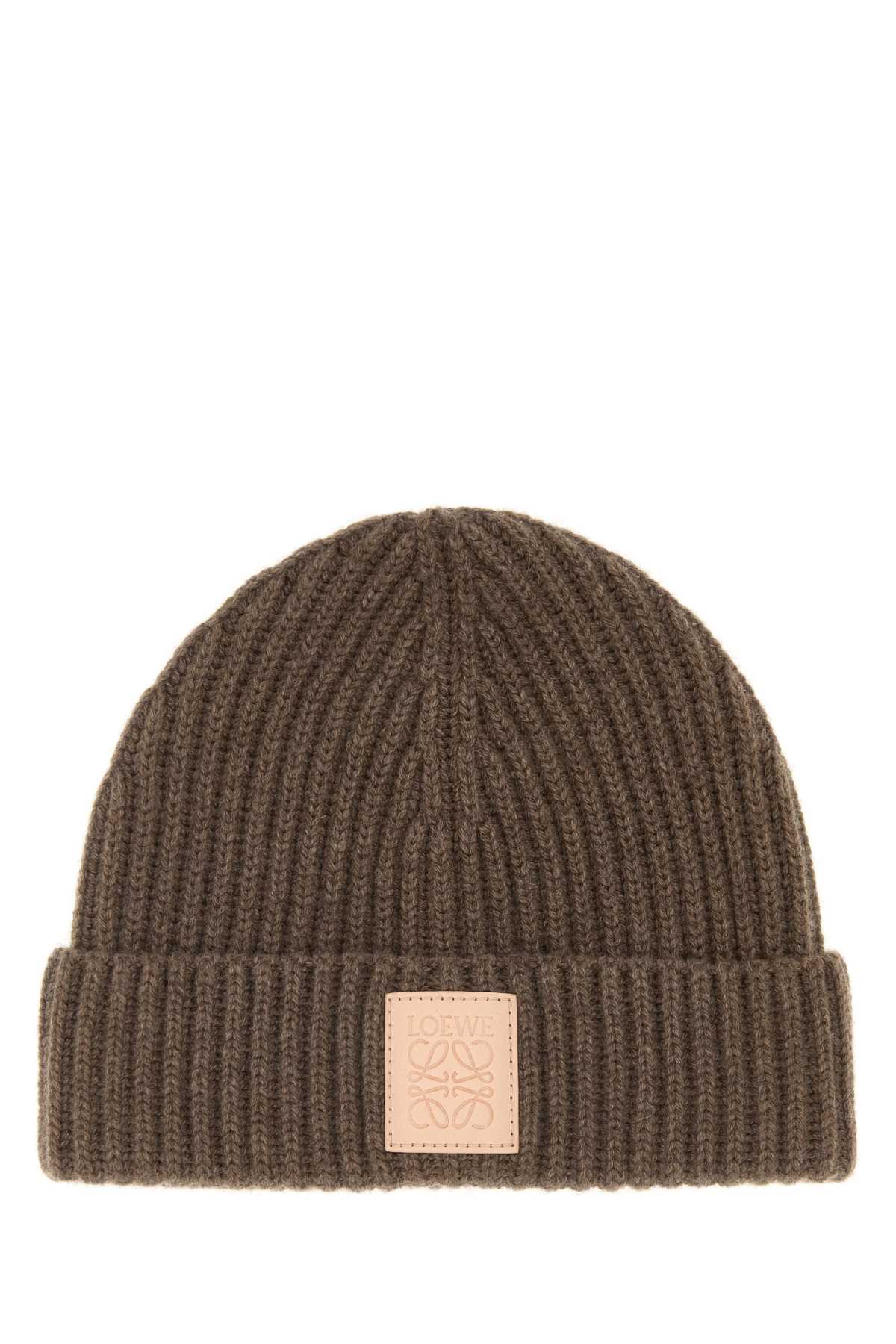 Loewe Men Brown Cashmere Beanie Hat LOEWE