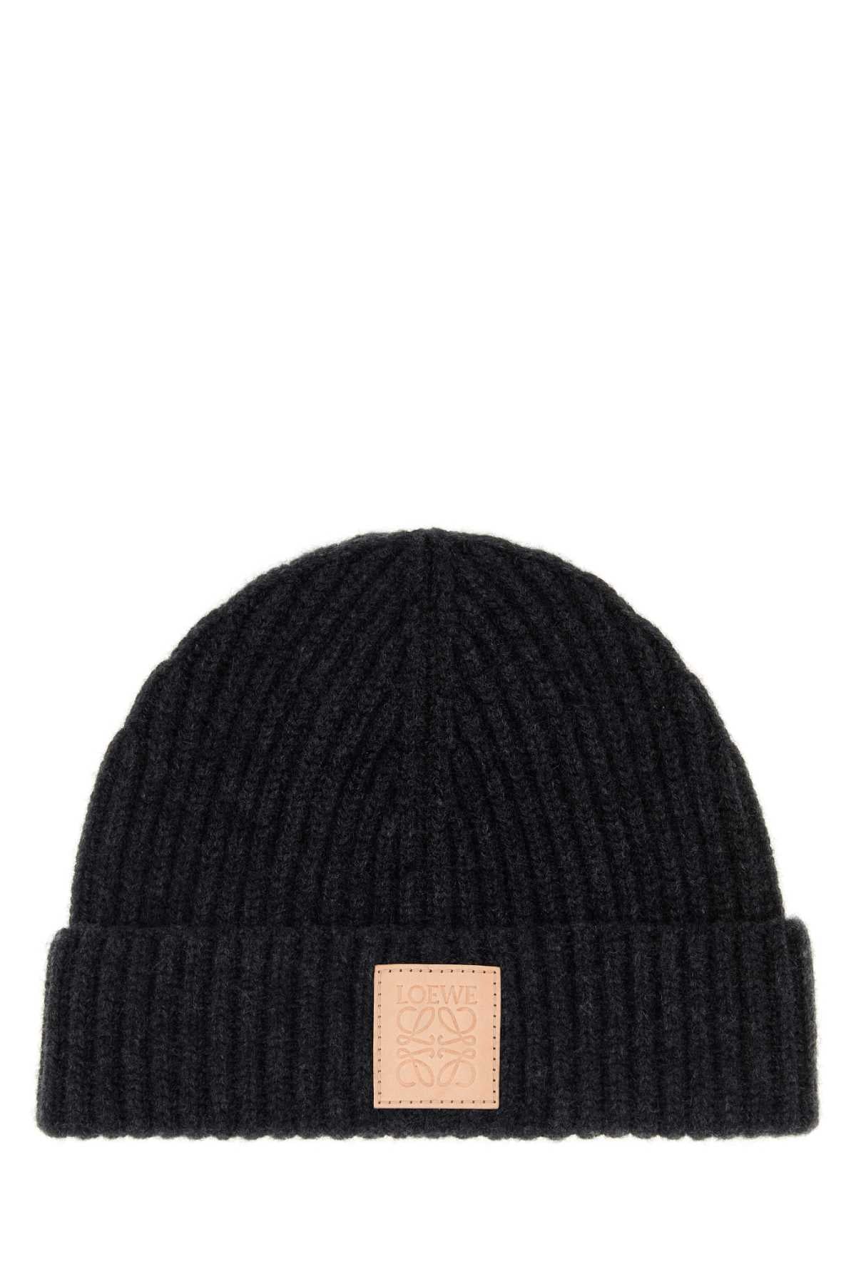 Loewe Men Black Cashmere Beanie Hat LOEWE