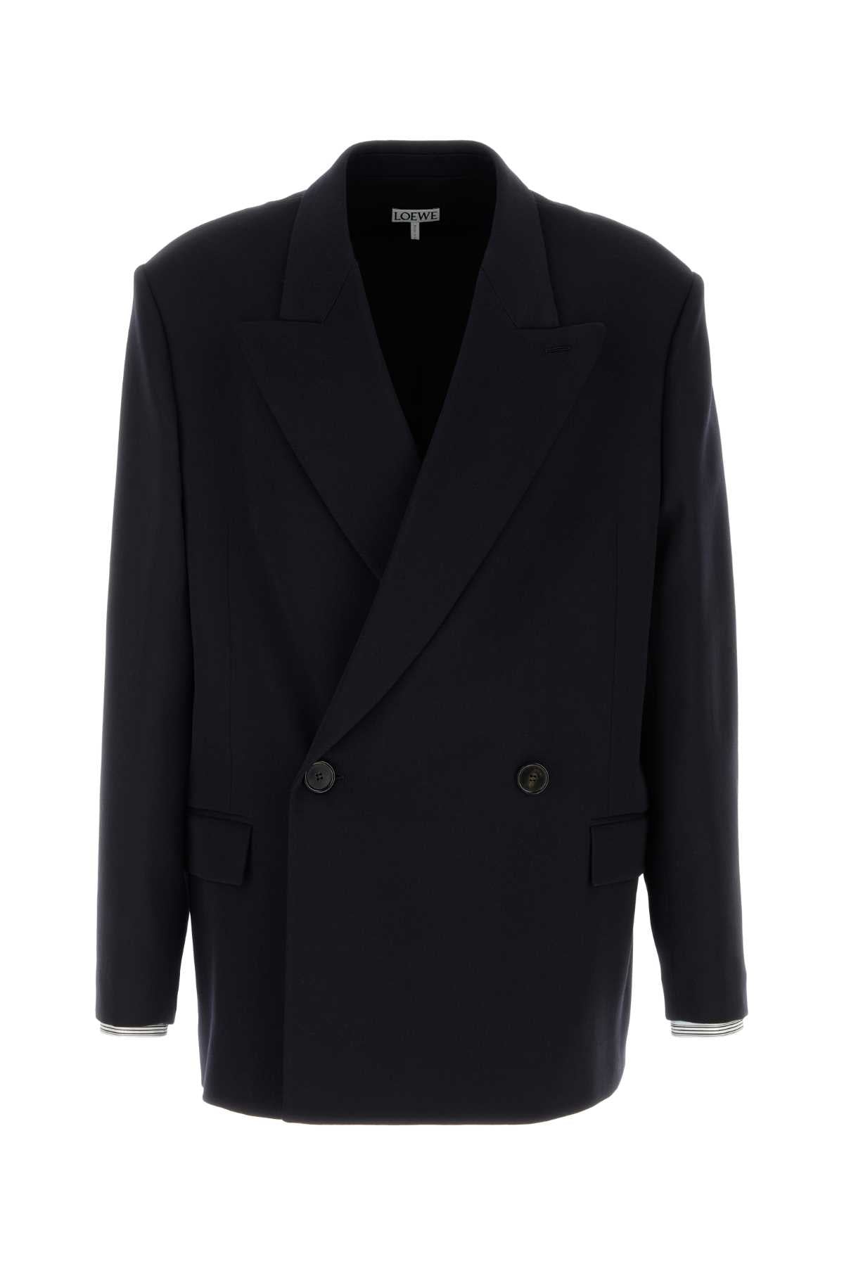 Loewe Men Navy Blue Wool Blend Blazer LOEWE