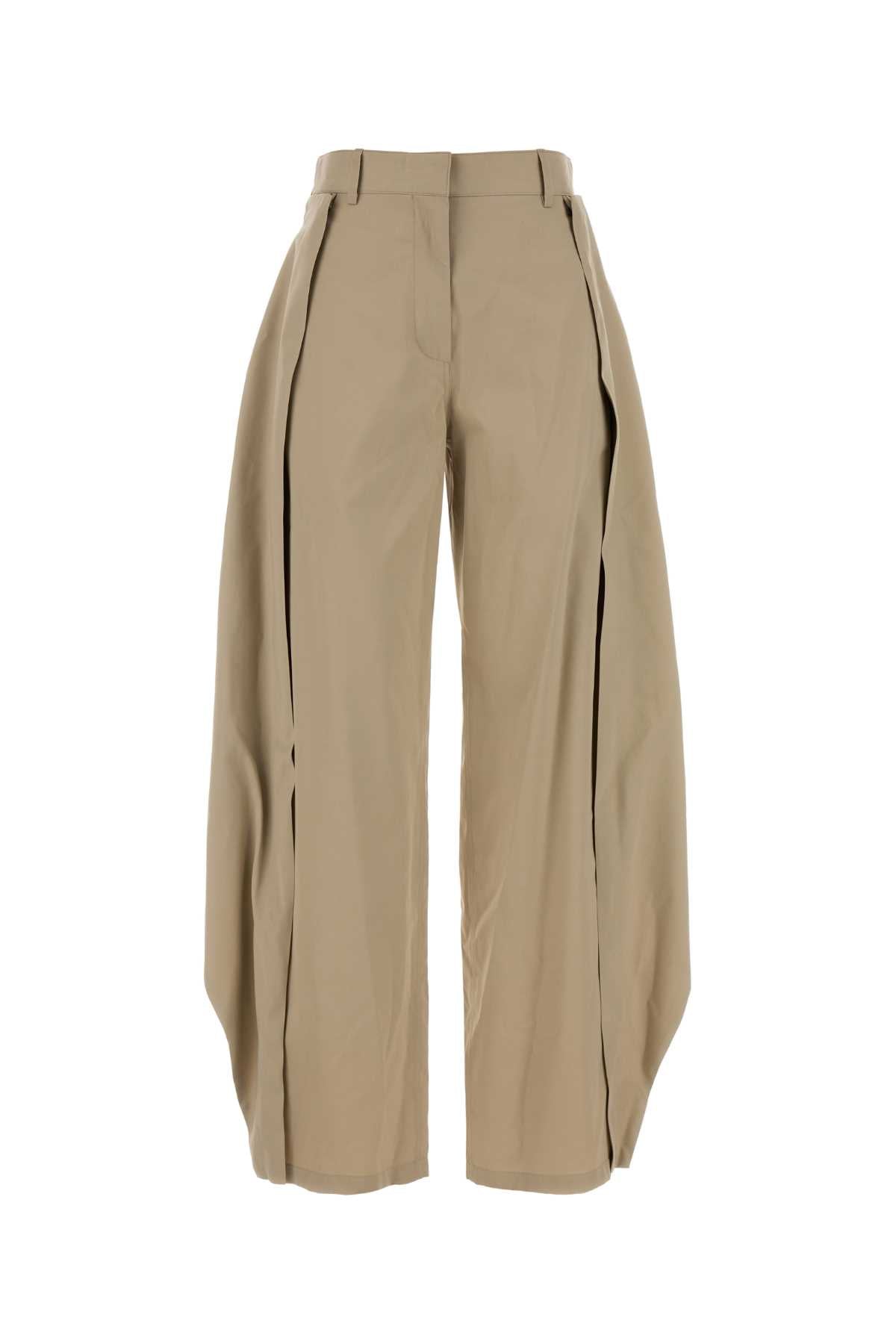 Loewe Women Beige Cotton Blend Wide-Leg Pant LOEWE