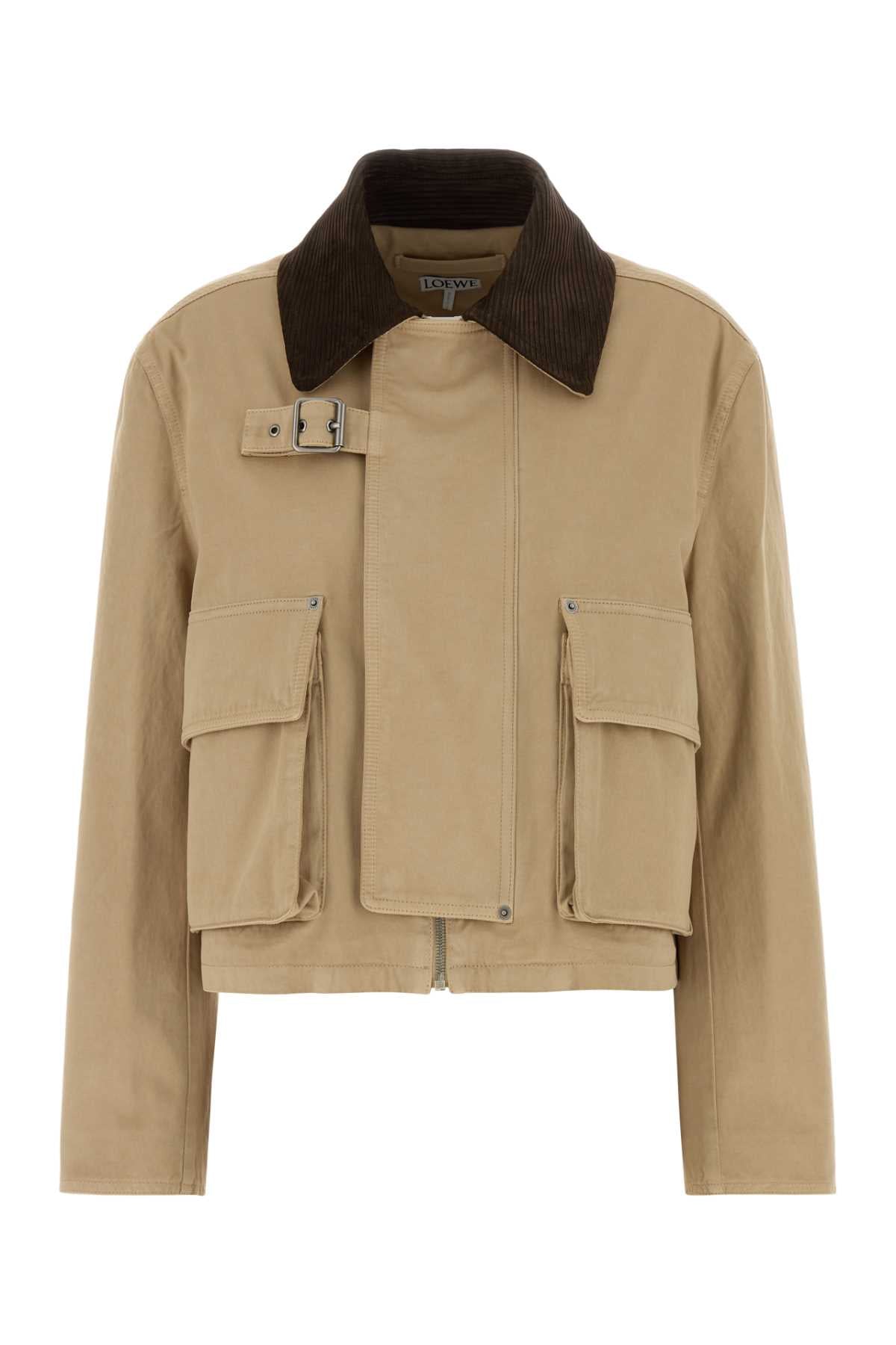 Loewe Women Beige Cotton Parka Coat LOEWE