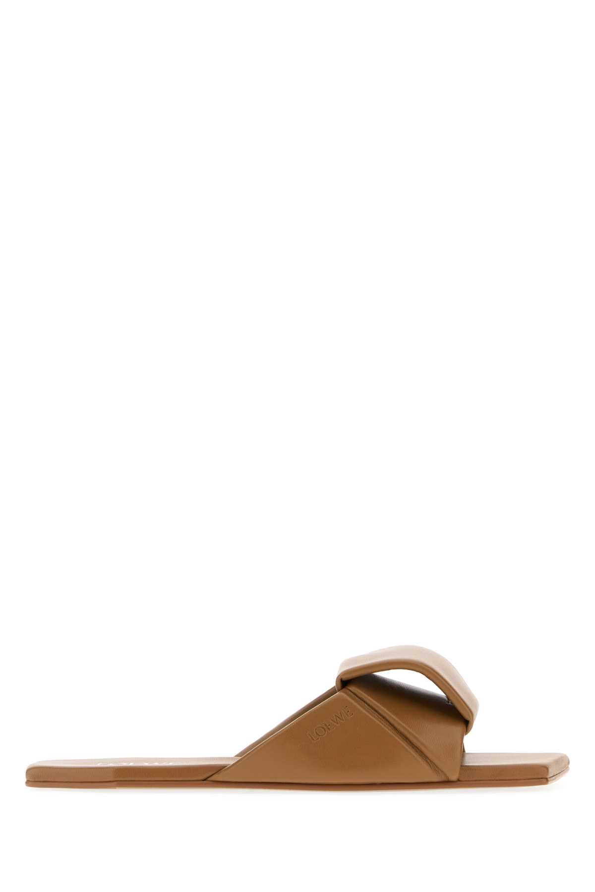 Loewe Women Camel Leather Origami Slippers LOEWE