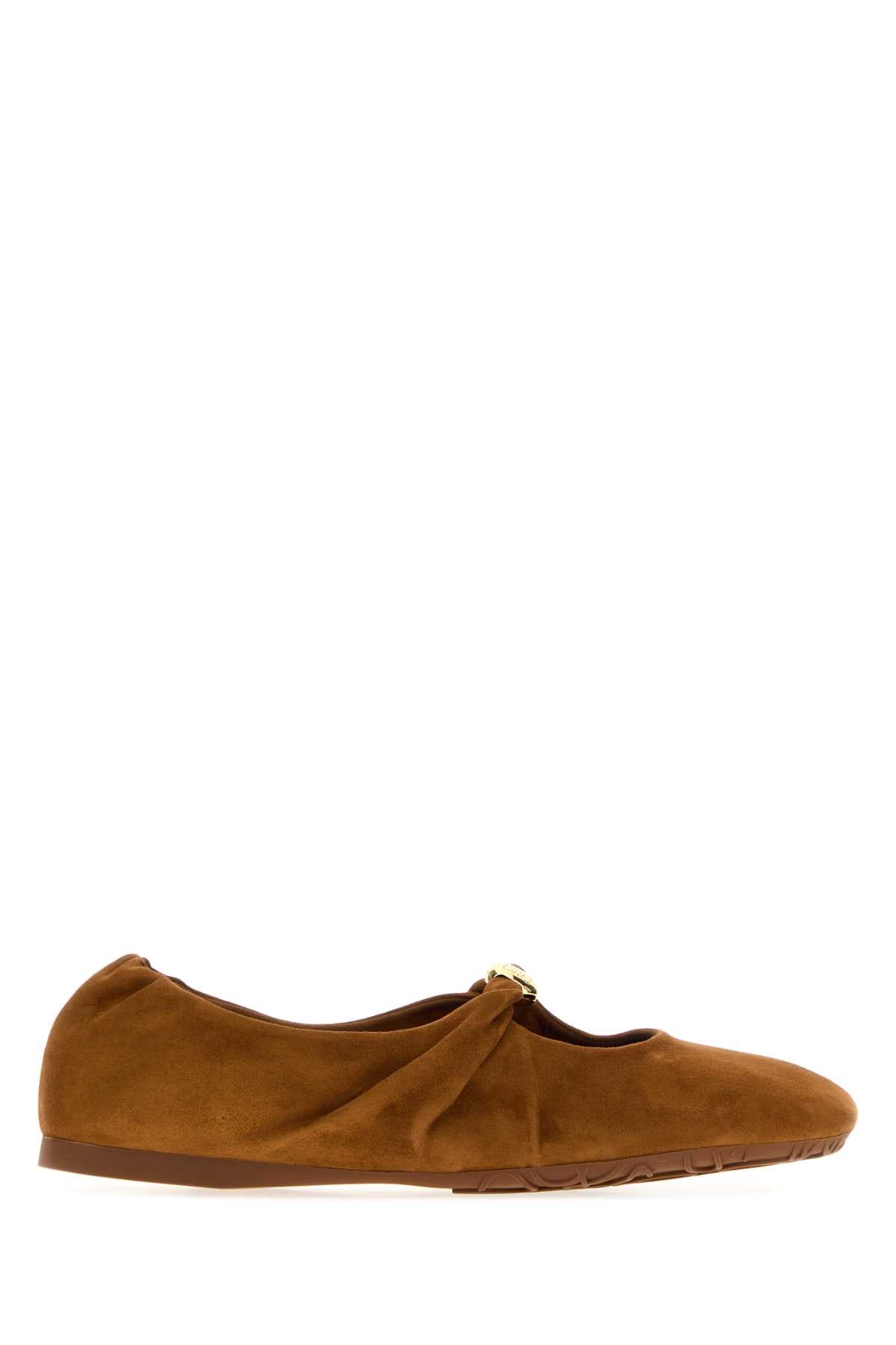 Loewe Women Caramel Suede Pebble Soft Ballerinas LOEWE