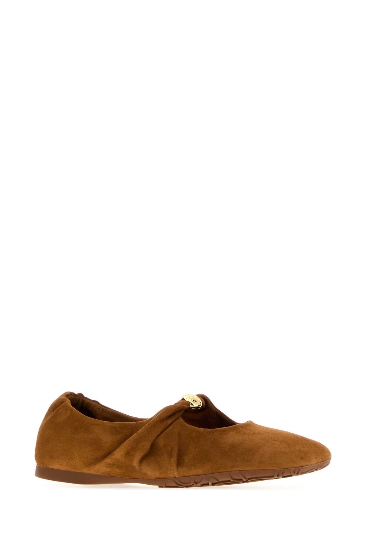 Loewe Women Caramel Suede Pebble Soft Ballerinas LOEWE