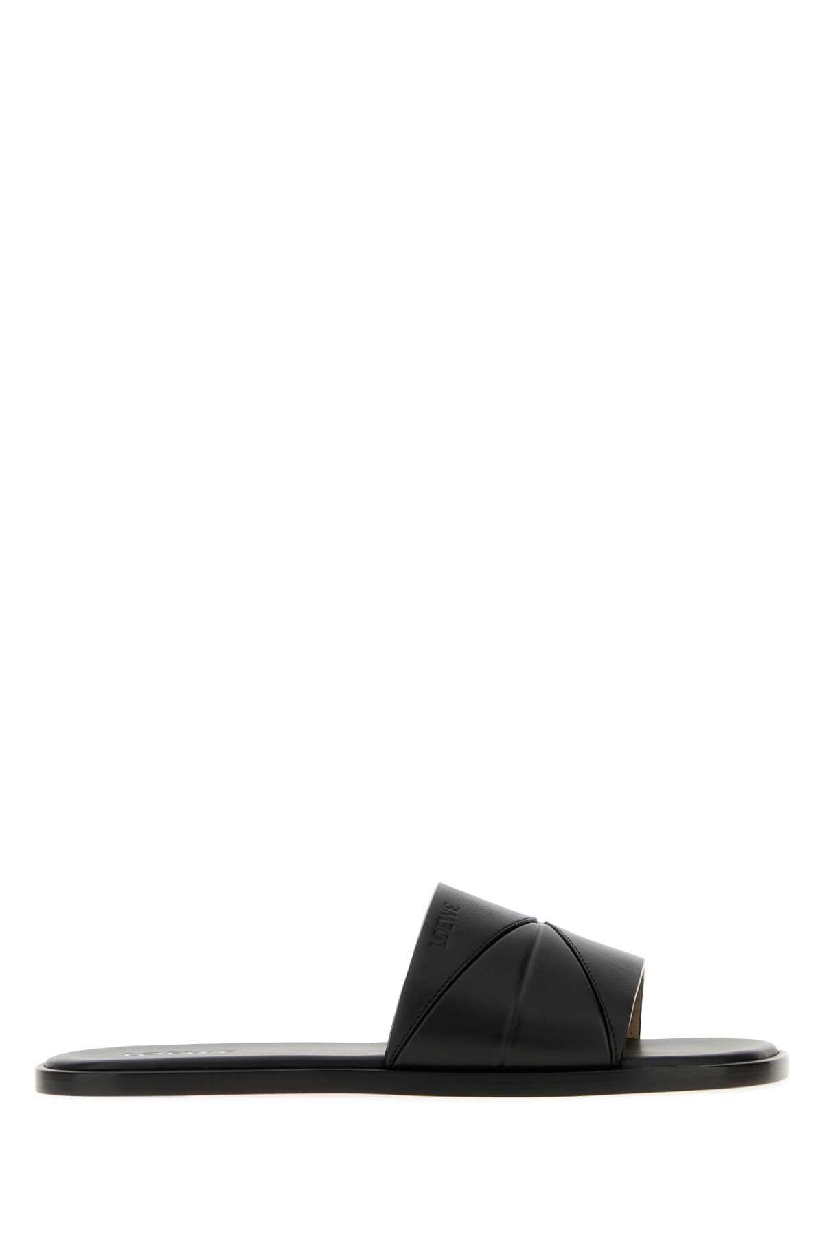 Loewe Men Black Leather Slippers LOEWE