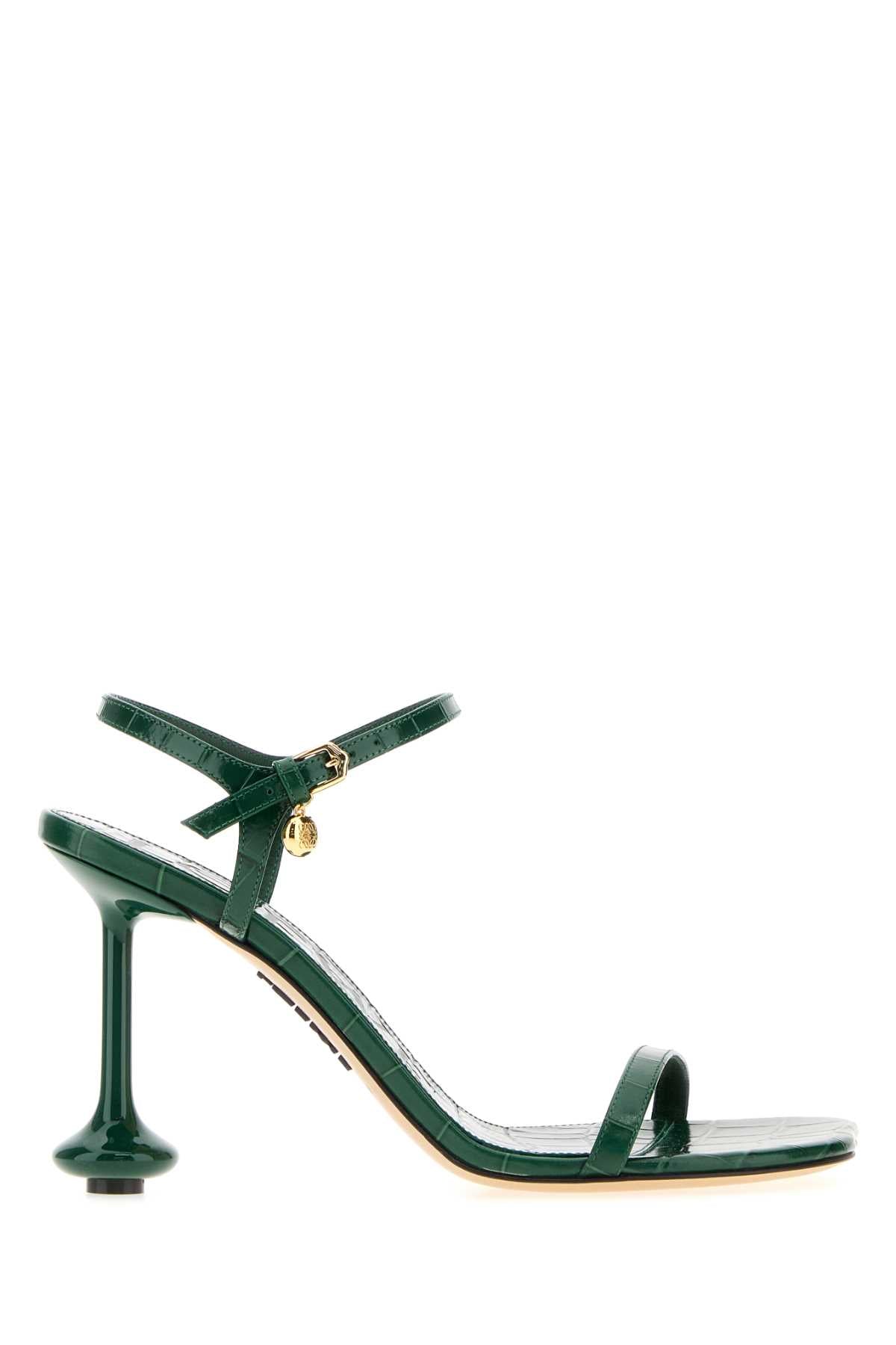 Loewe Women Dark Green Leather Toy Sandals LOEWE