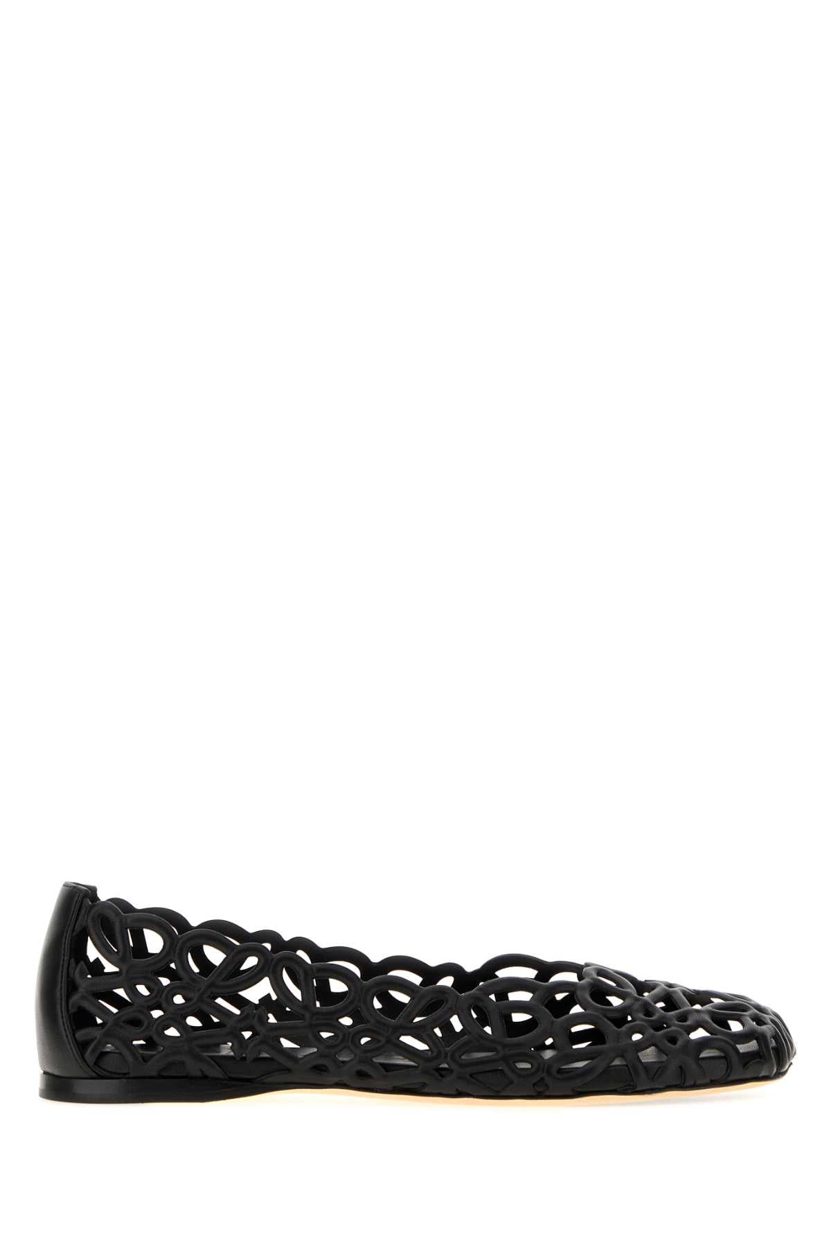 Loewe Women Black Leather Petal Anagram Ballerinas LOEWE