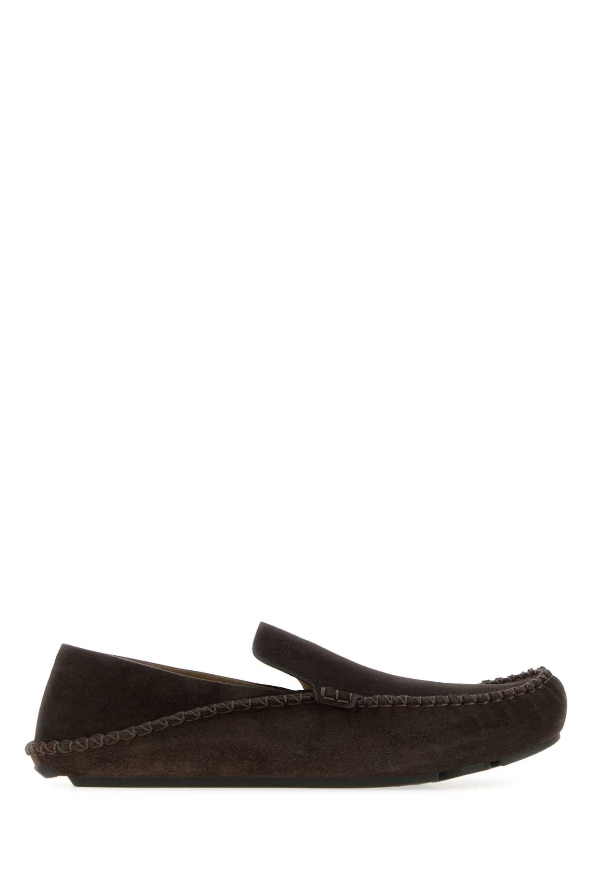 Loewe Men Dark Brown Suede Rambla Loafers LOEWE