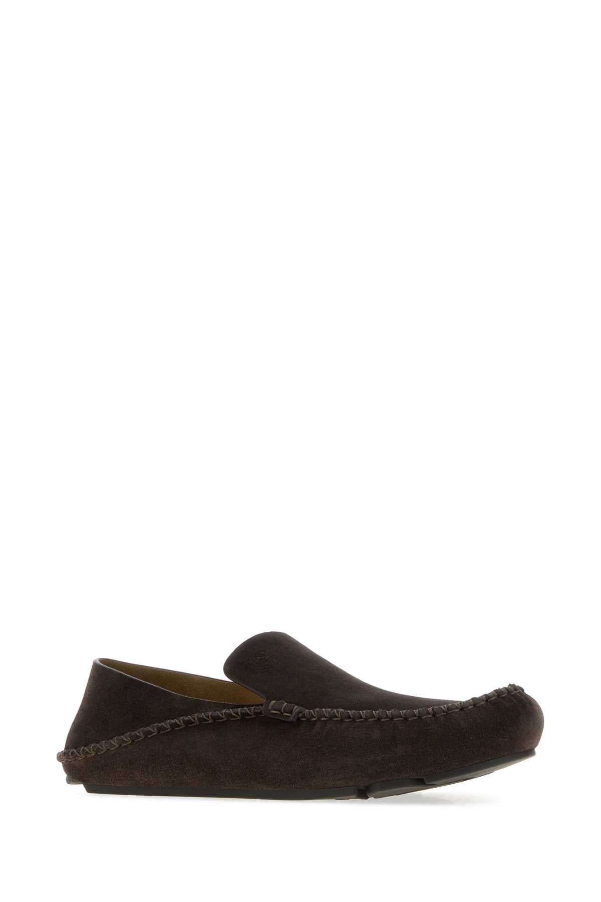 Loewe Men Dark Brown Suede Rambla Loafers LOEWE