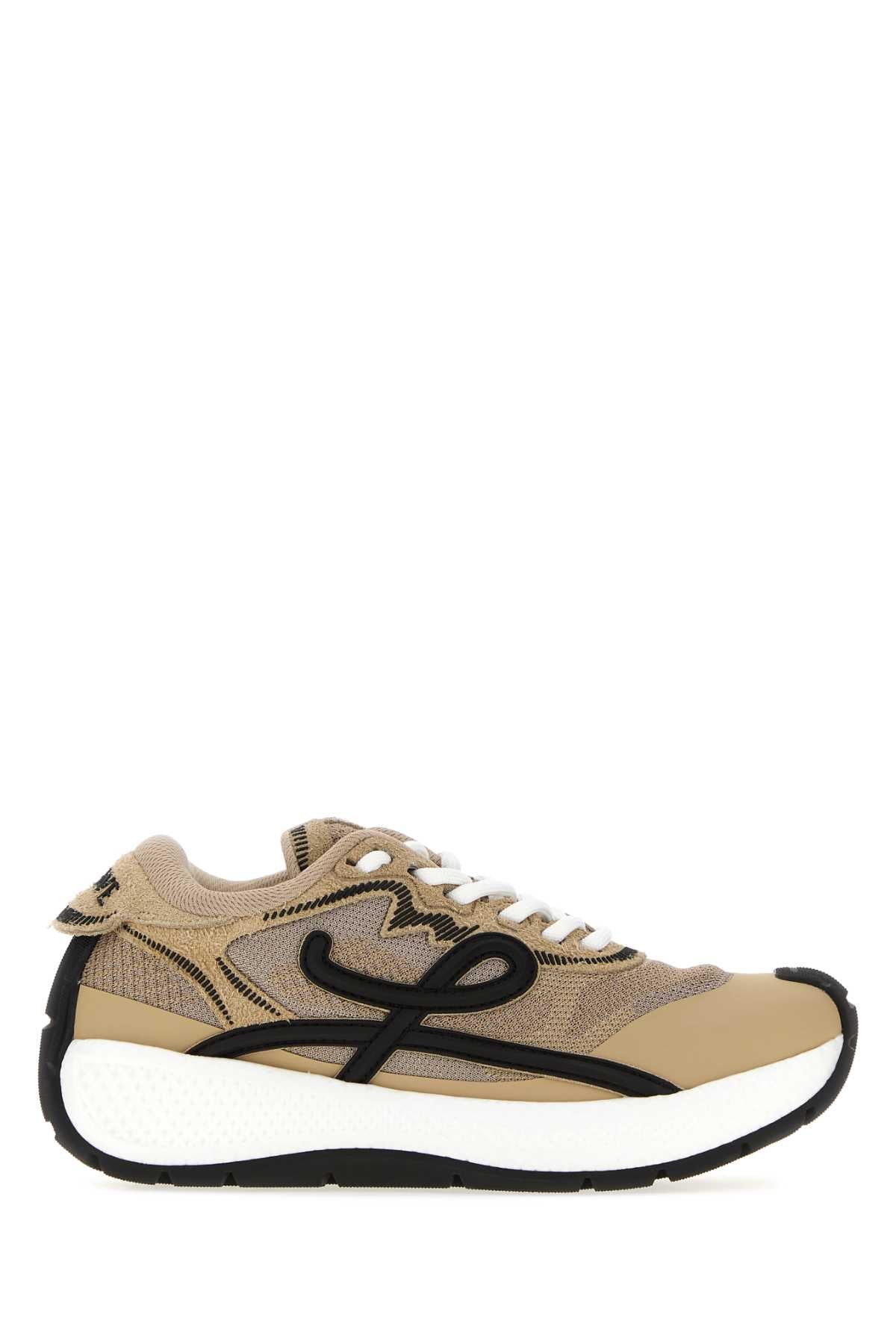 Loewe Women Beige Tech Fabric Pogo Sneakers LOEWE