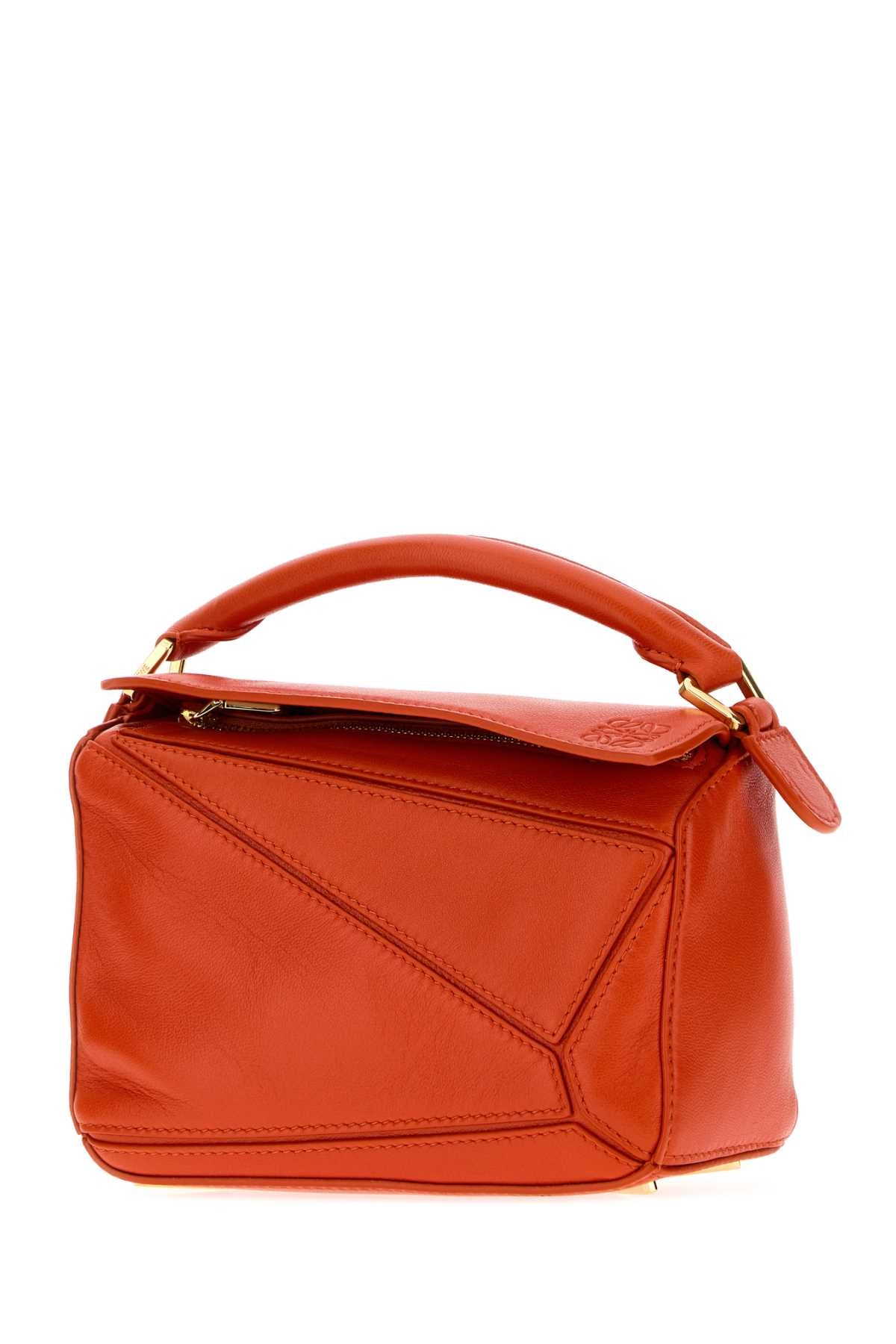 Loewe Women Orange Nappa Leather Mini Puzzle Handbag LOEWE